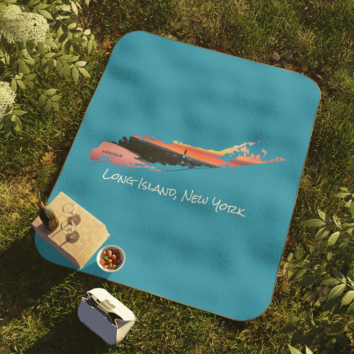 Picnic Blanket Light Blue - Fire Island Lighthouse