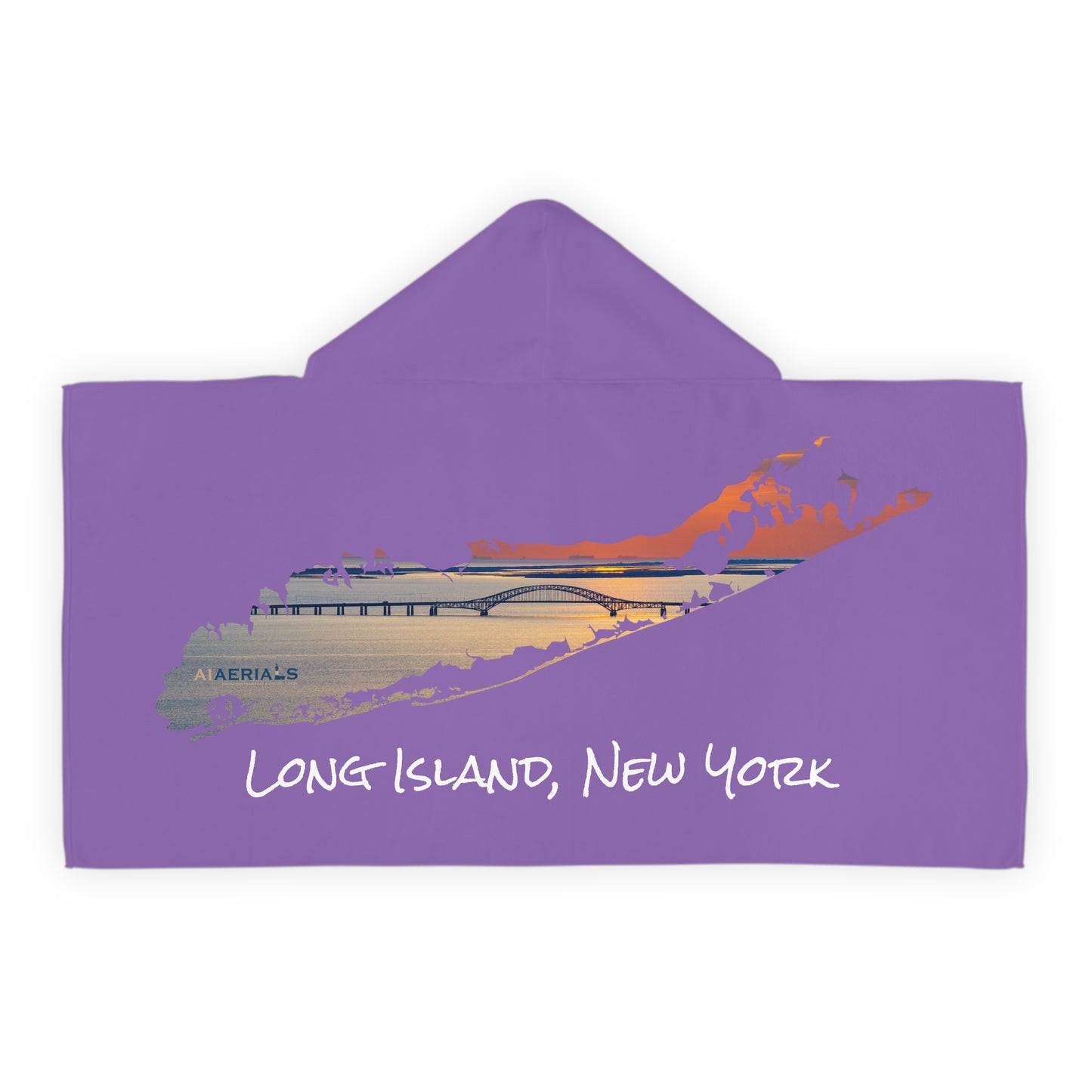 Youth Hooded Towel Purple - Great South Bay Bridge