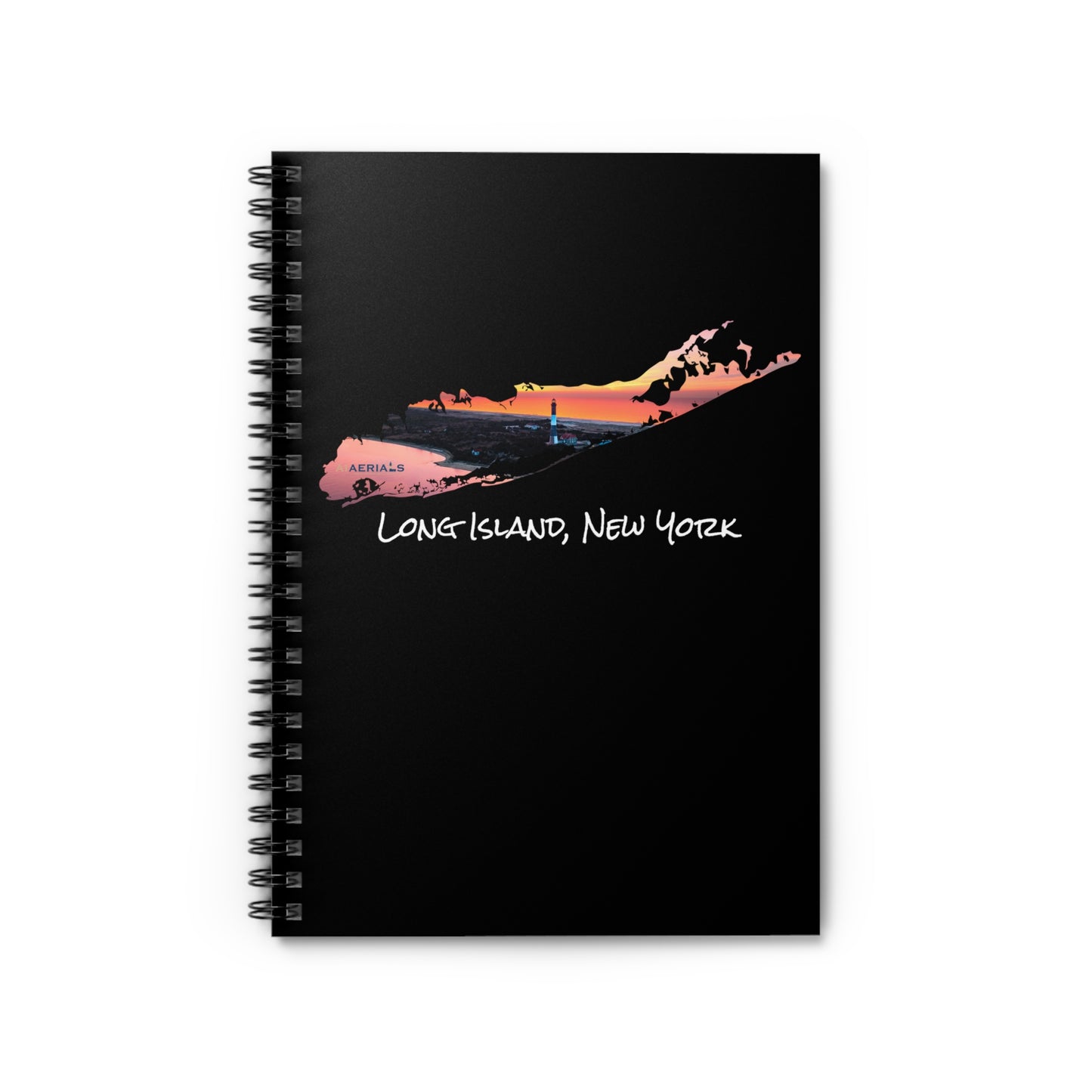 Spiral Notebook Black - Fire Island Lighthouse