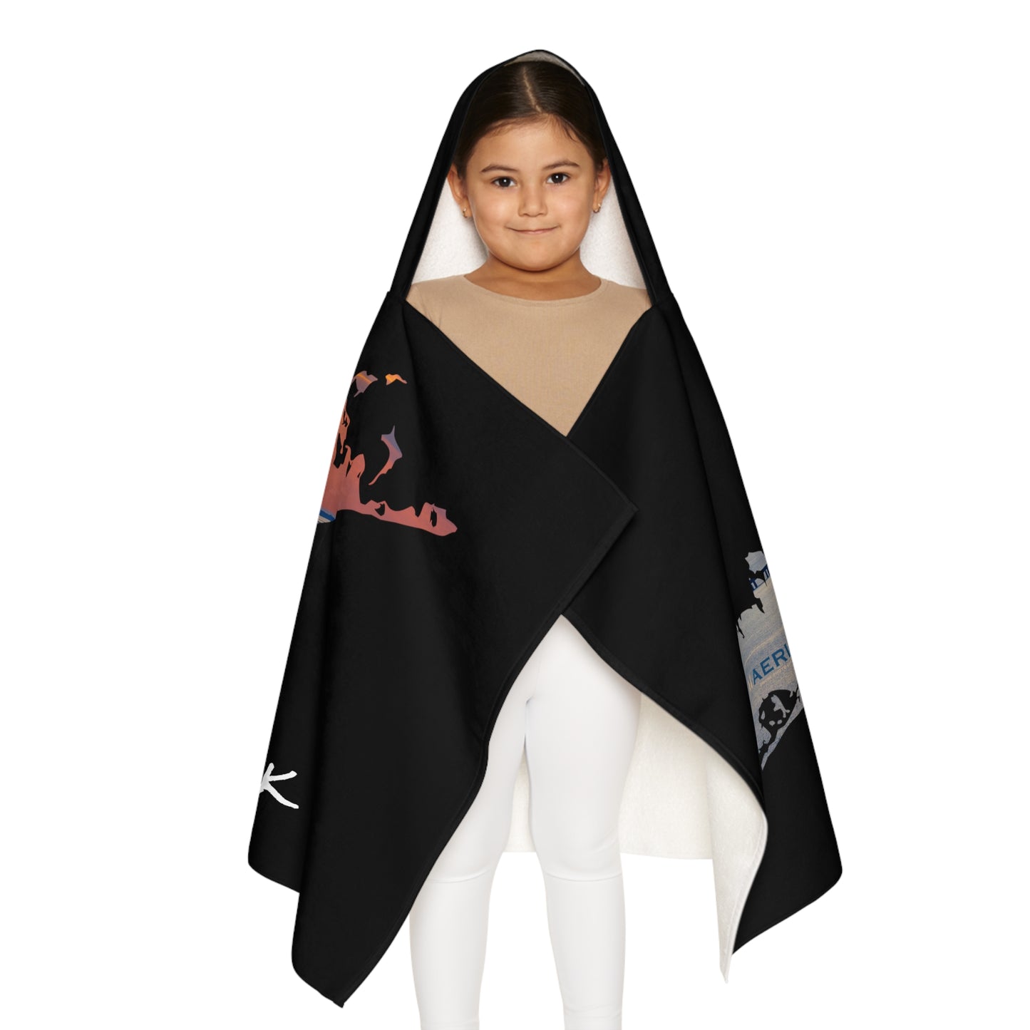 Youth Hooded Towel Black - Great South Bay Bridge