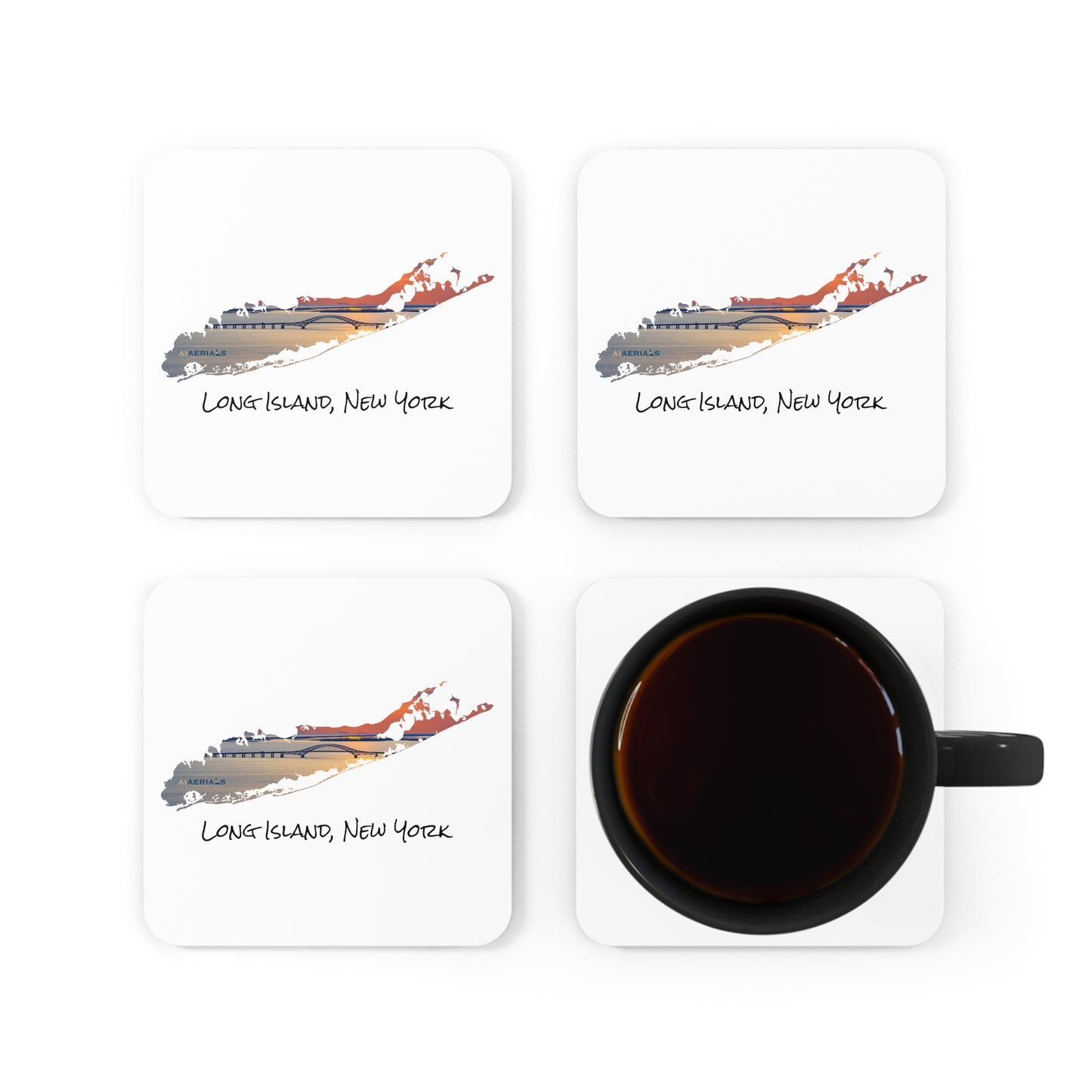 Corkwood Coaster Set White - Great South Bay Bridge
