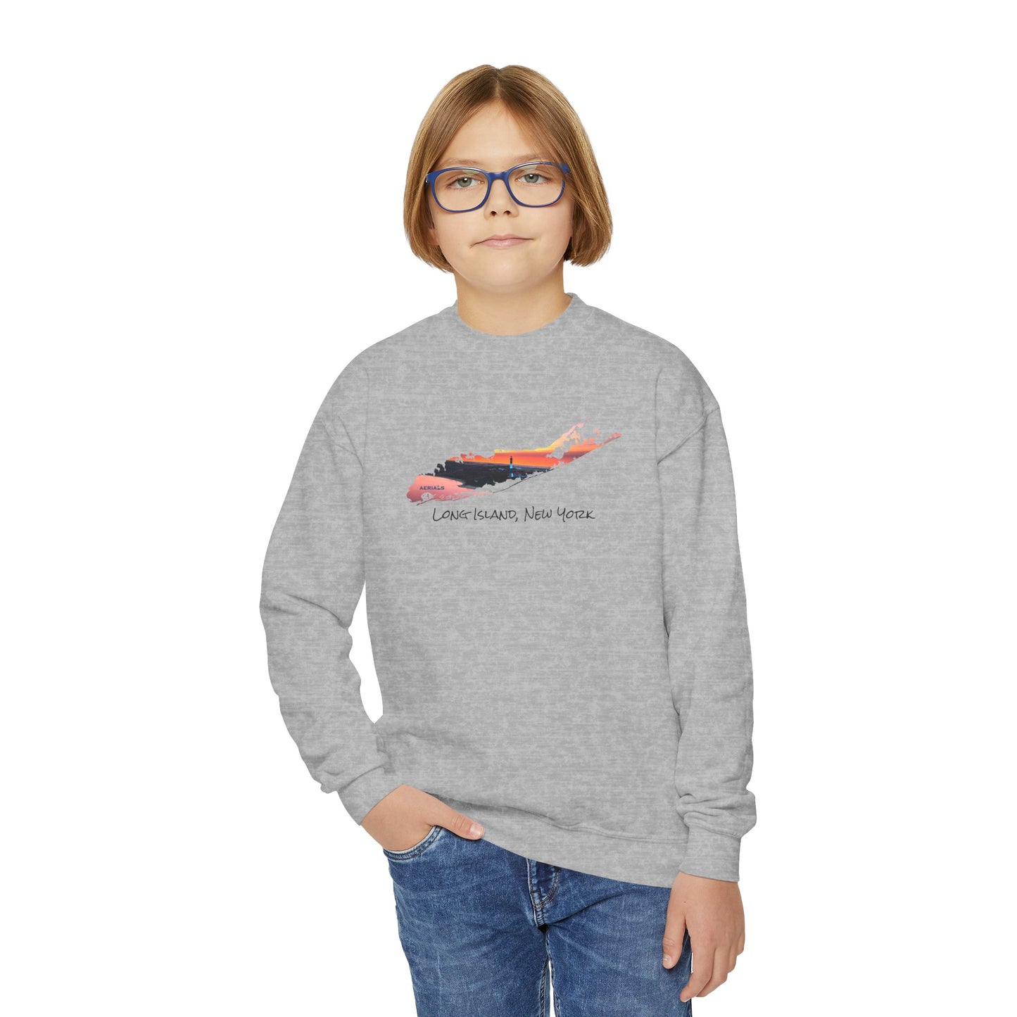 Youth Crewneck Sweatshirt - Fire Island Lighthouse
