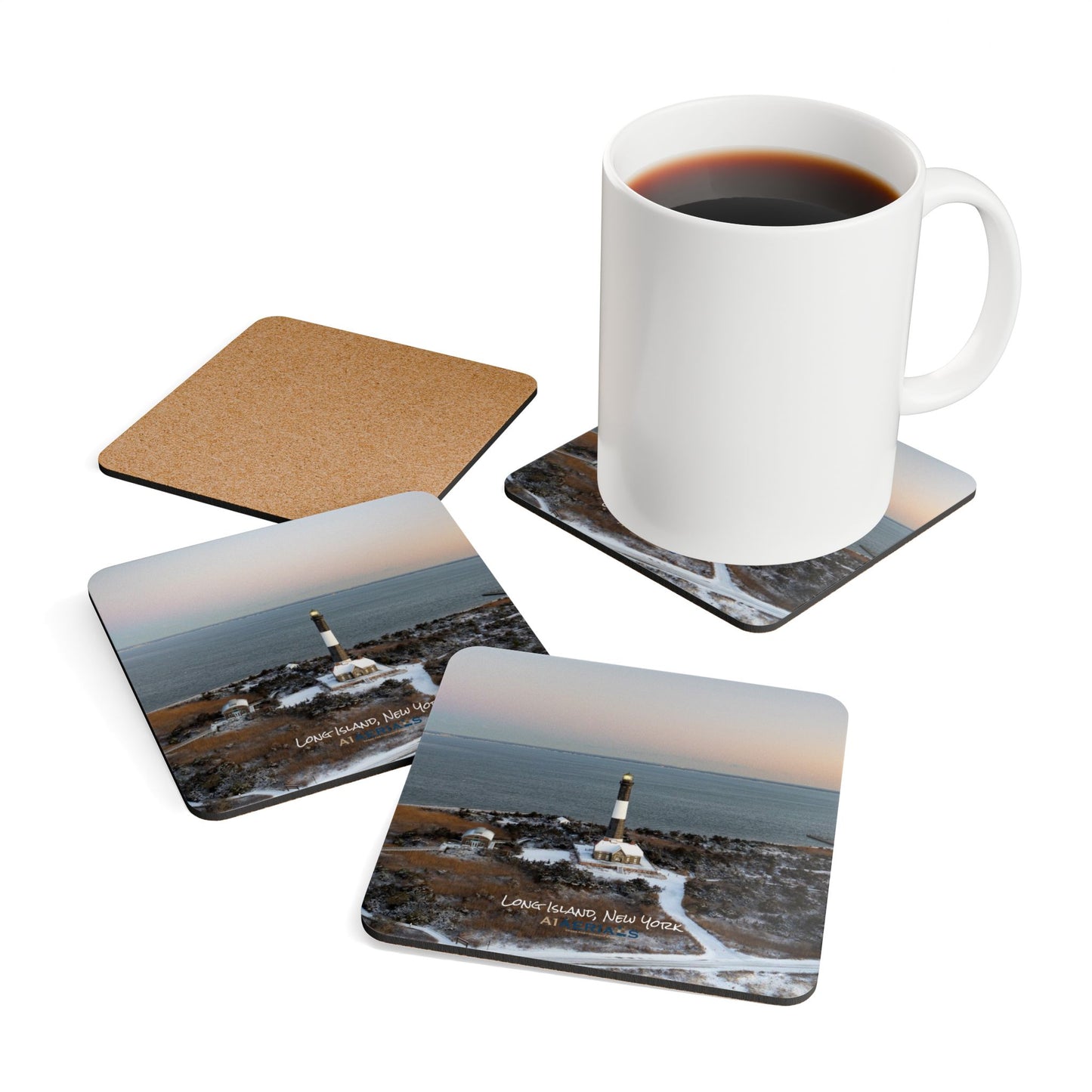Corkwood Coaster Set - Winter at Fire Island