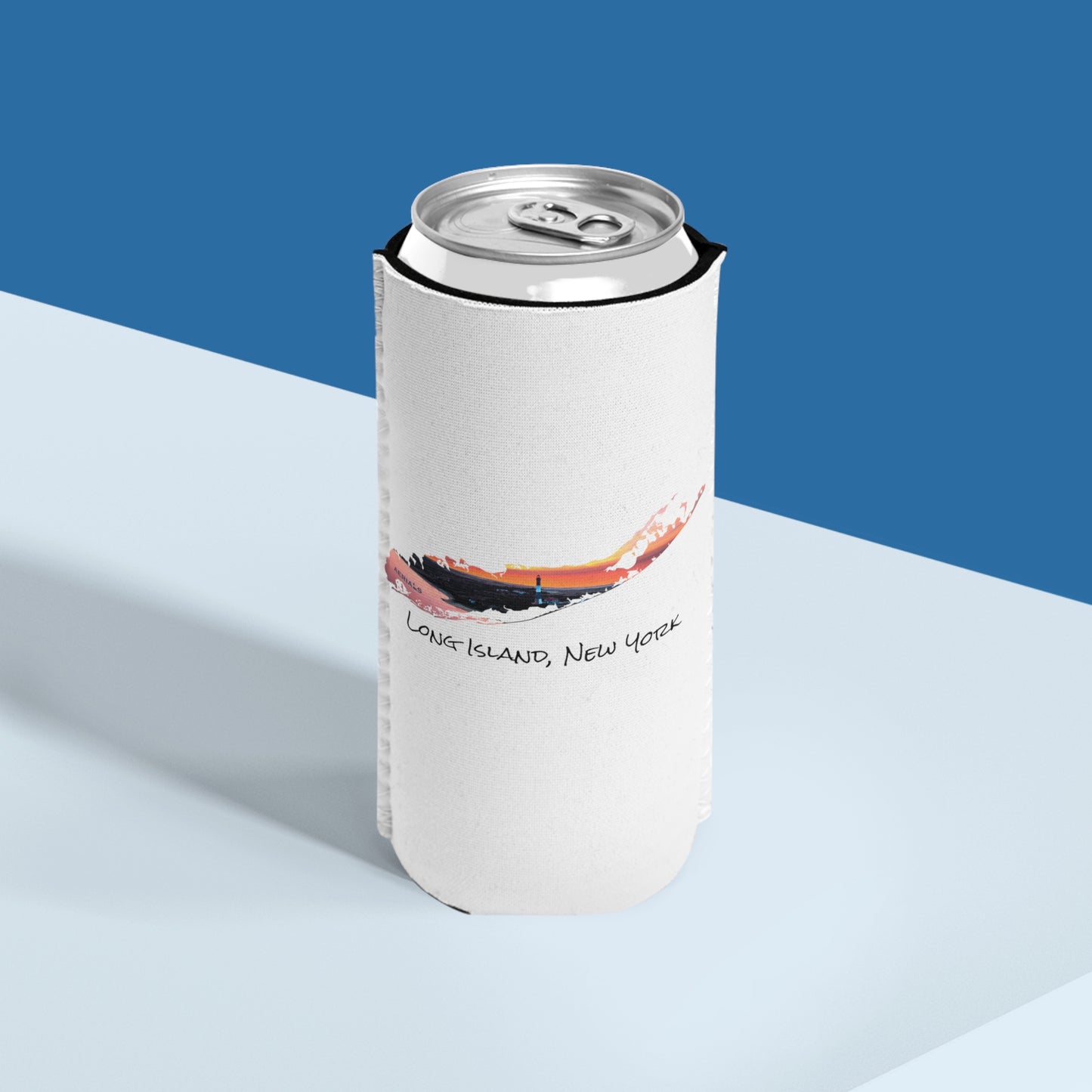 Slim Can Cooler White - Fire Island Lighthouse