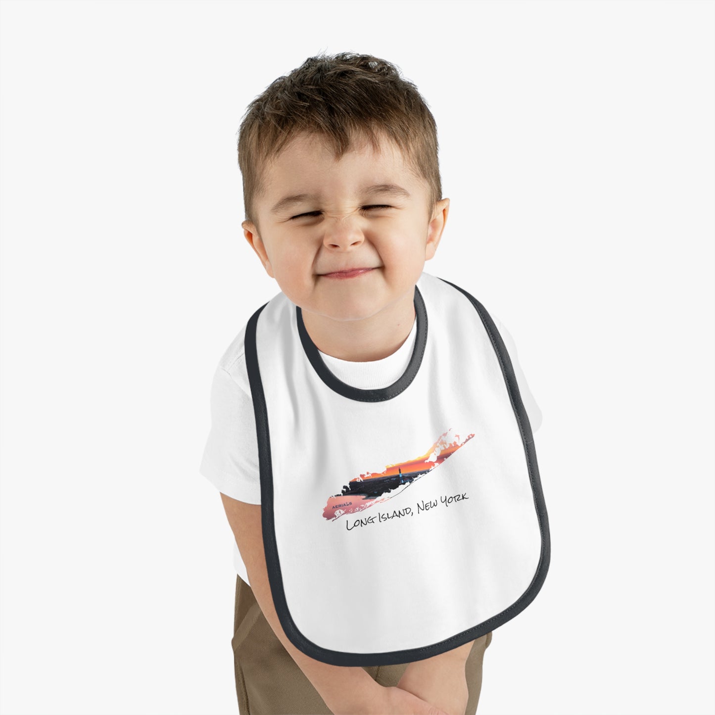 Baby Contrast Trim Jersey Bib - Fire Island Lighthouse
