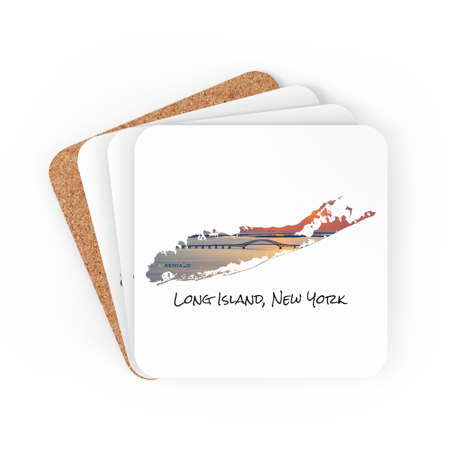 Corkwood Coaster Set White - Great South Bay Bridge