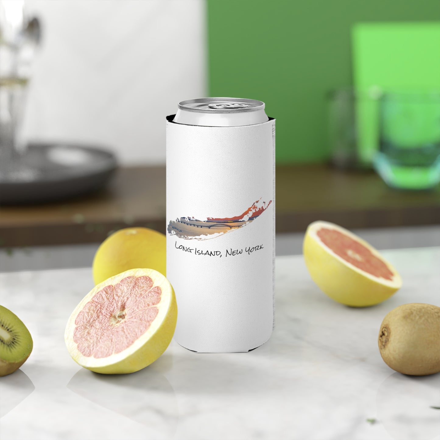 Slim Can Cooler White - Great South Bay Bridge