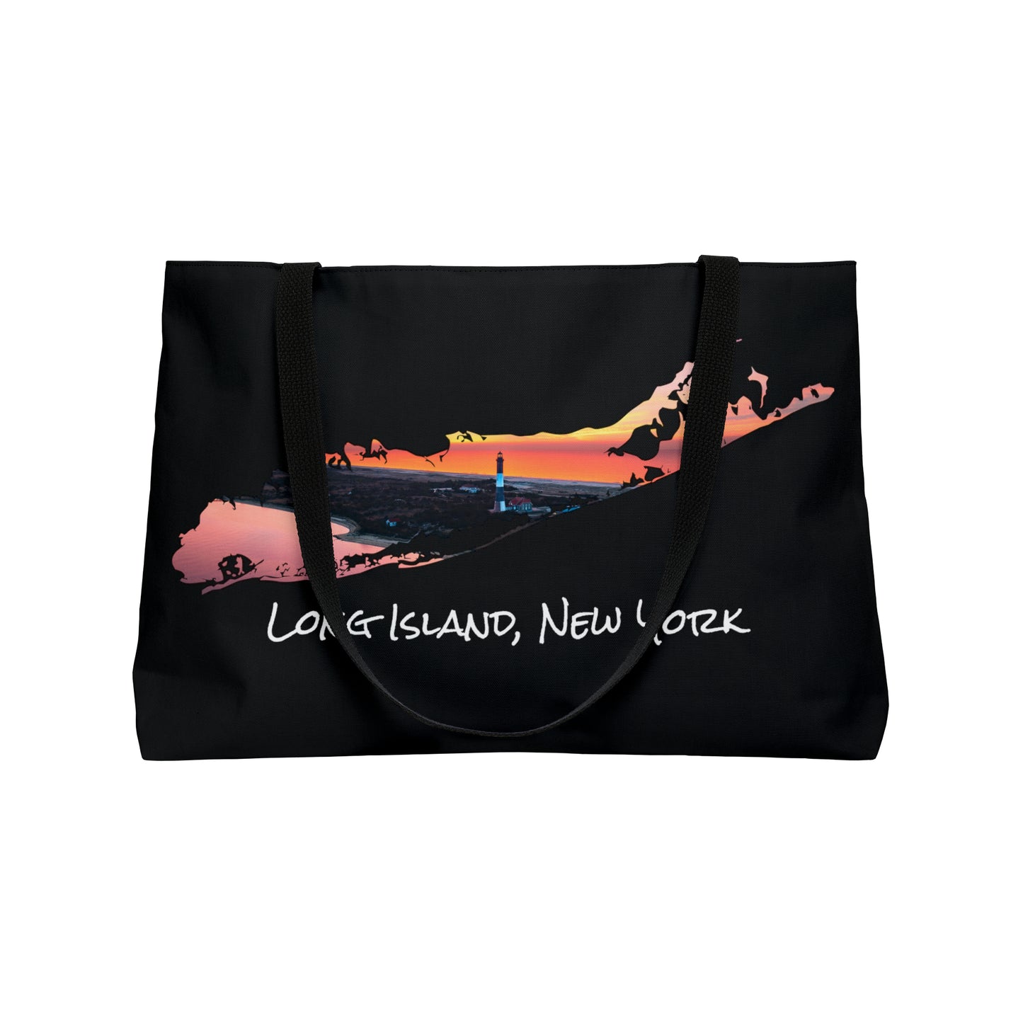 Weekender Tote Bag Black - Fire Island Lighthouse
