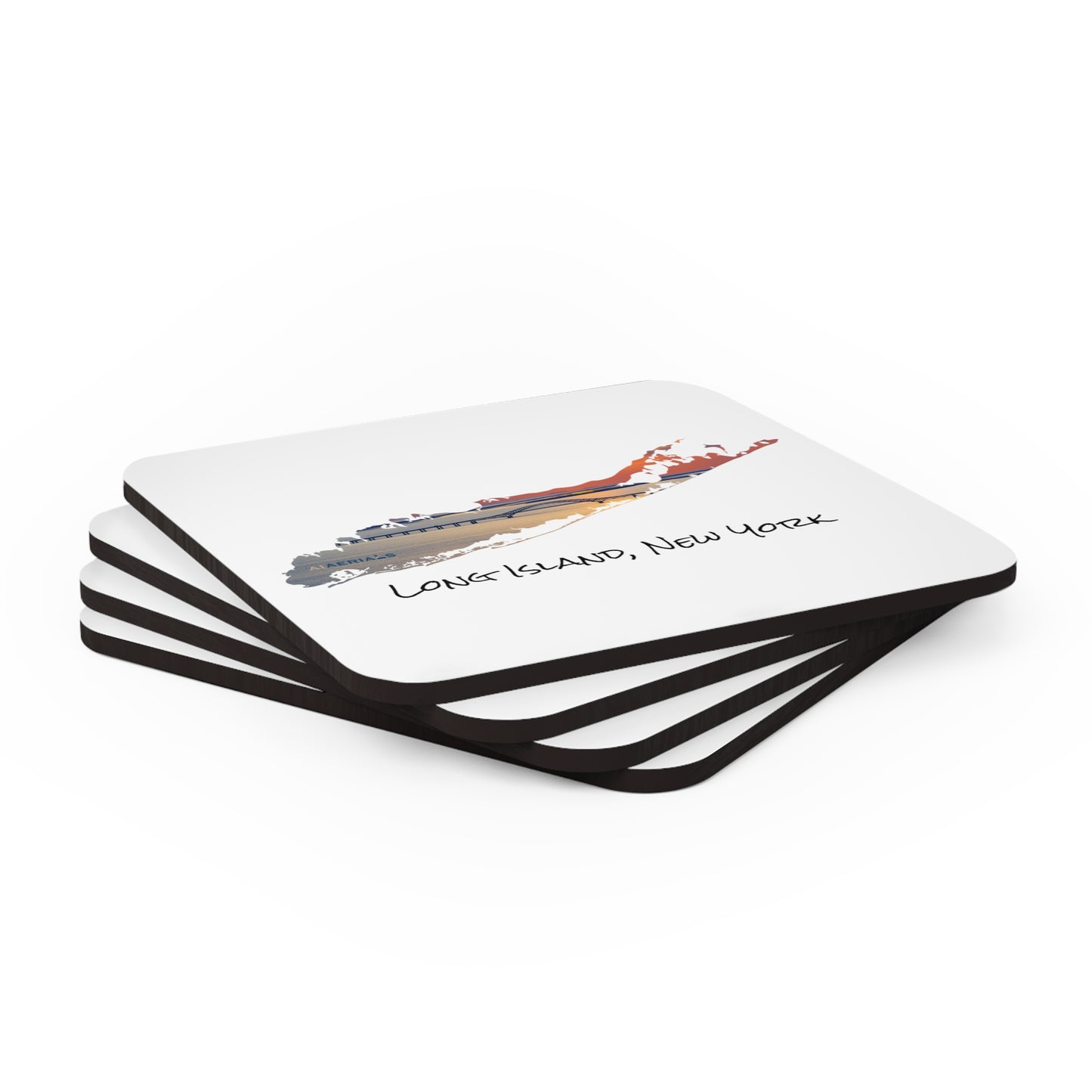 Corkwood Coaster Set White - Great South Bay Bridge