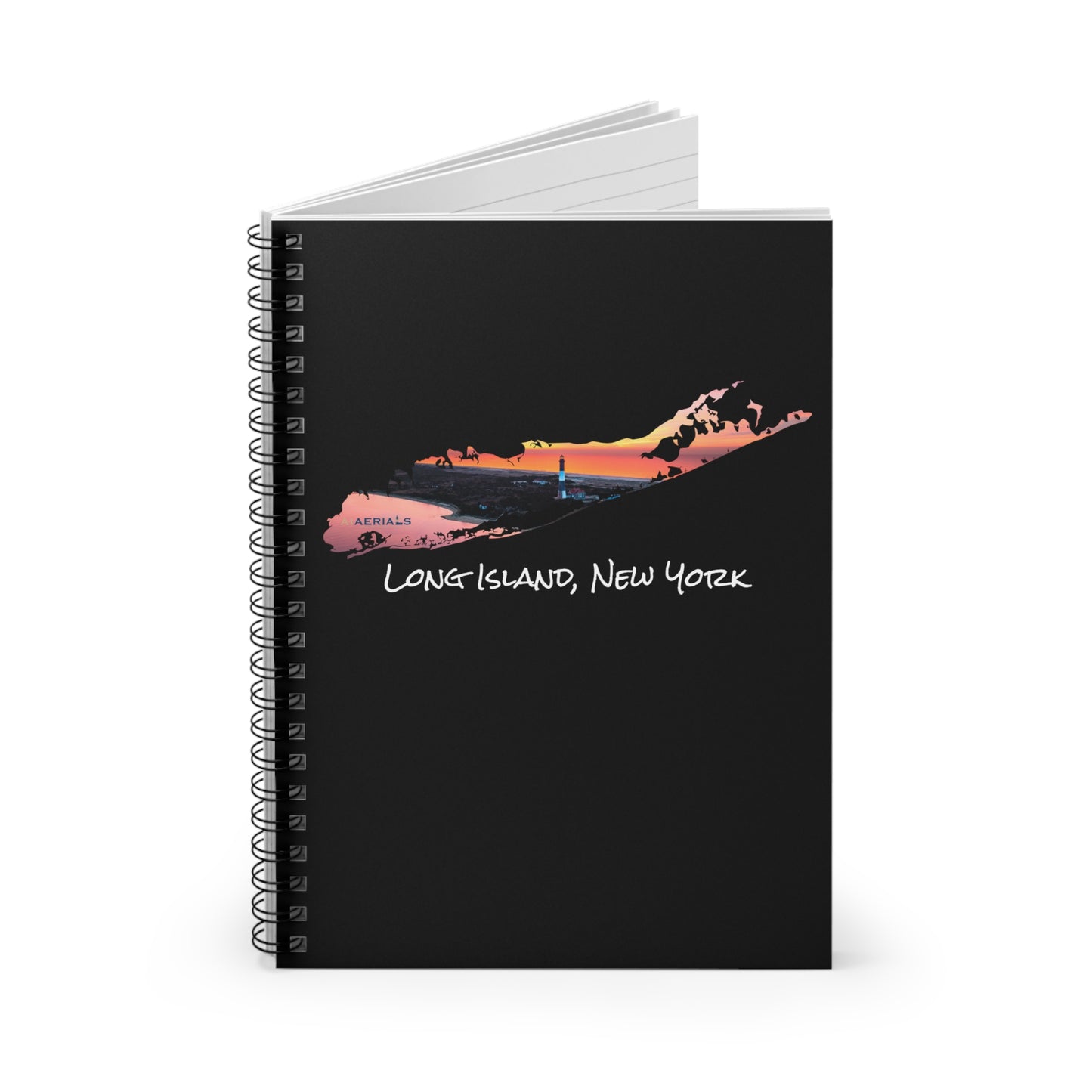 Spiral Notebook Black - Fire Island Lighthouse