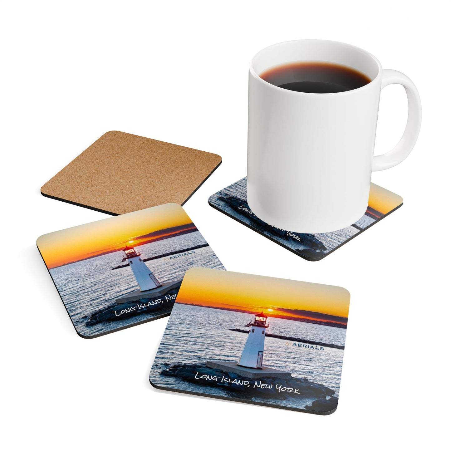 Corkwood Coaster Set - Patchogue Lighthouse