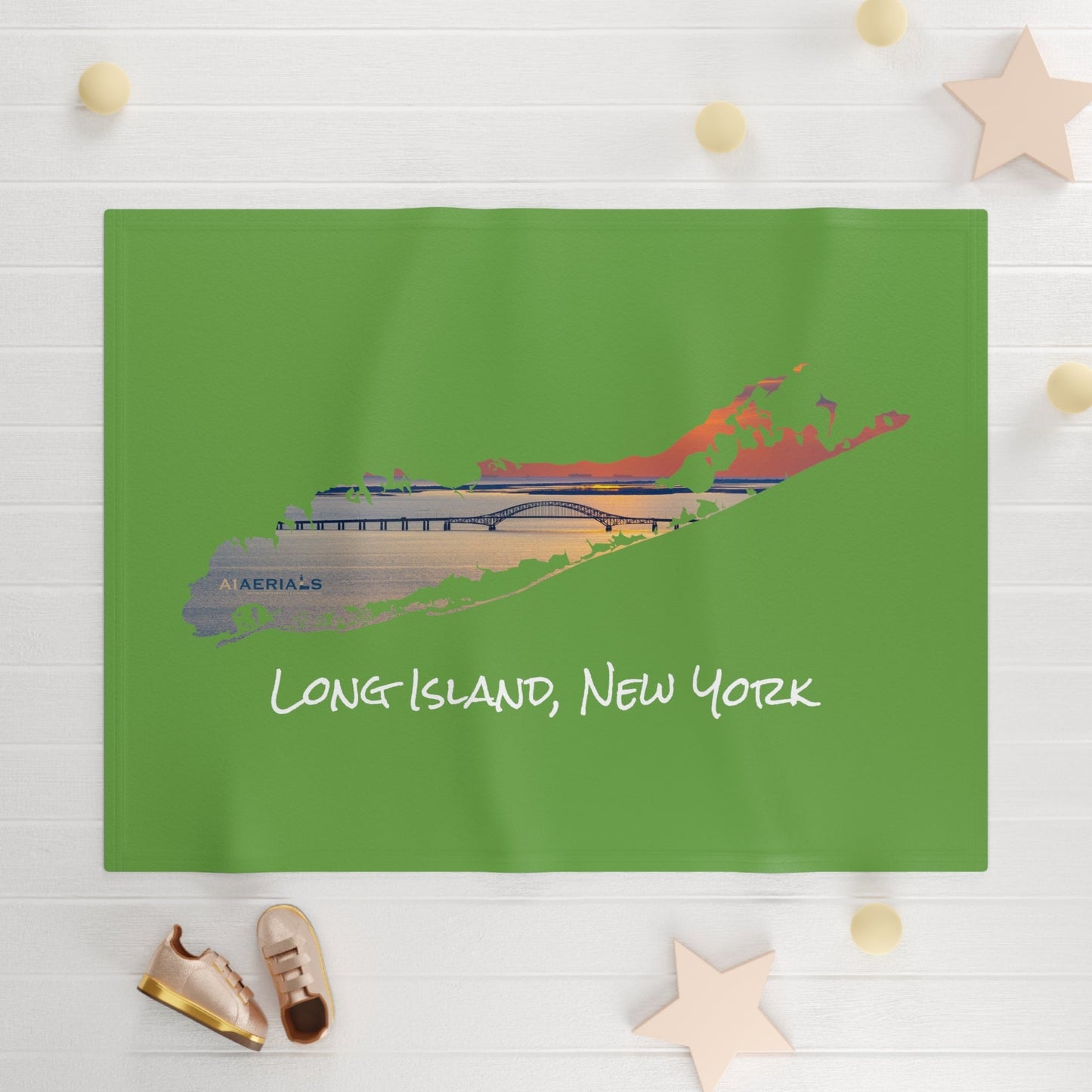 Soft Fleece Baby Blanket Green - Great South Bay Bridge