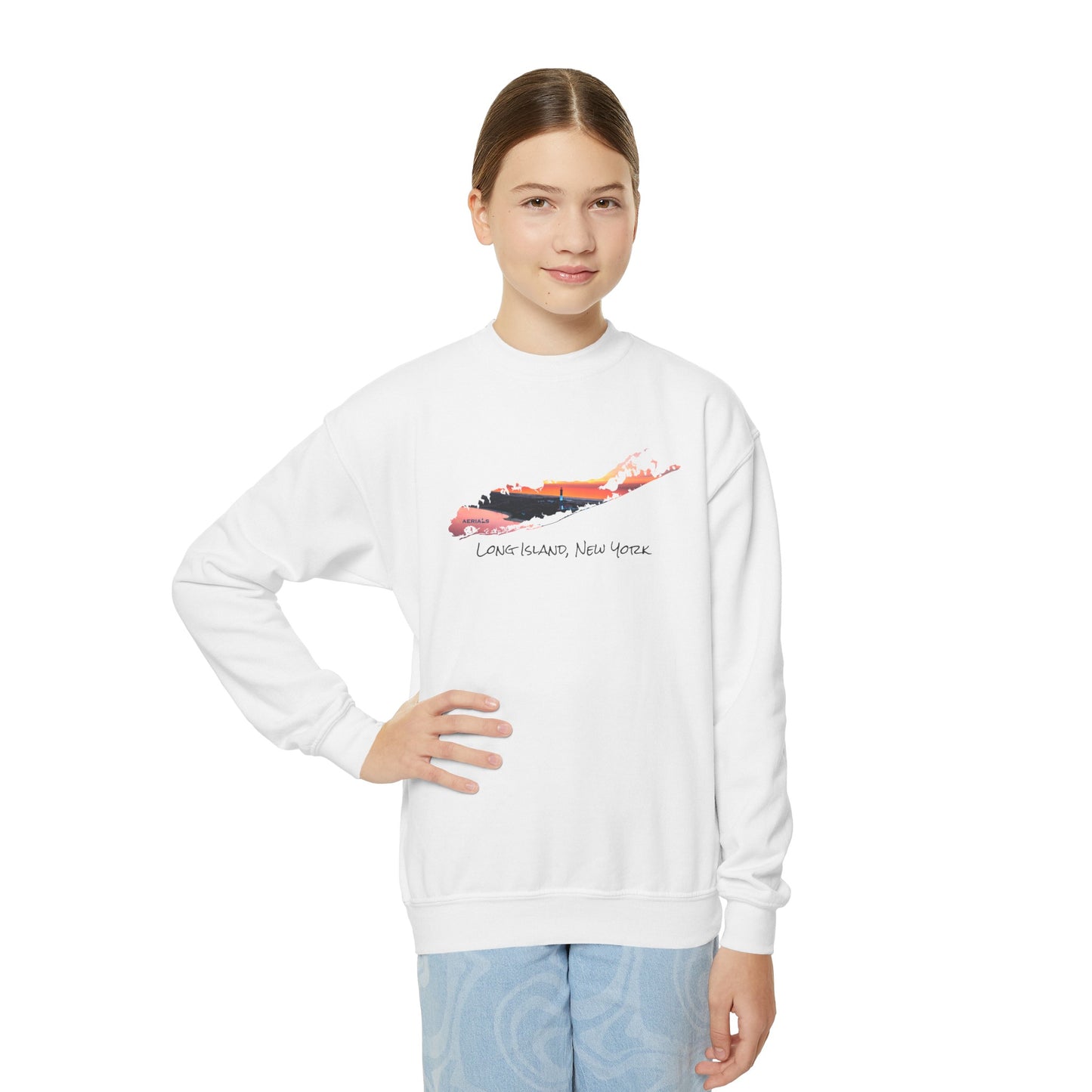Youth Crewneck Sweatshirt - Fire Island Lighthouse