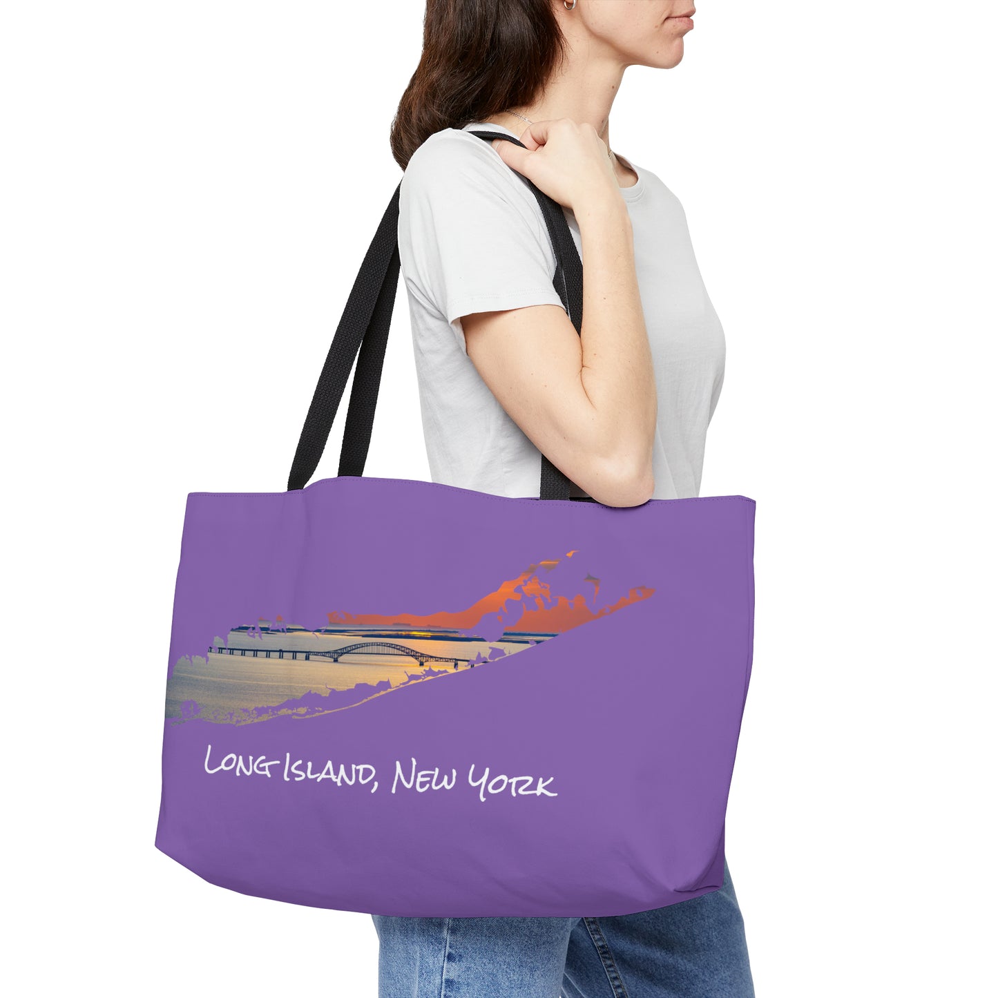 Weekender Tote Bag Purple - Great South Bay Bridge
