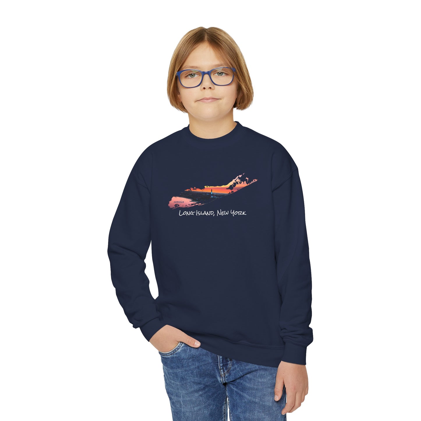 Youth Crewneck Sweatshirt - Fire Island Lighthouse