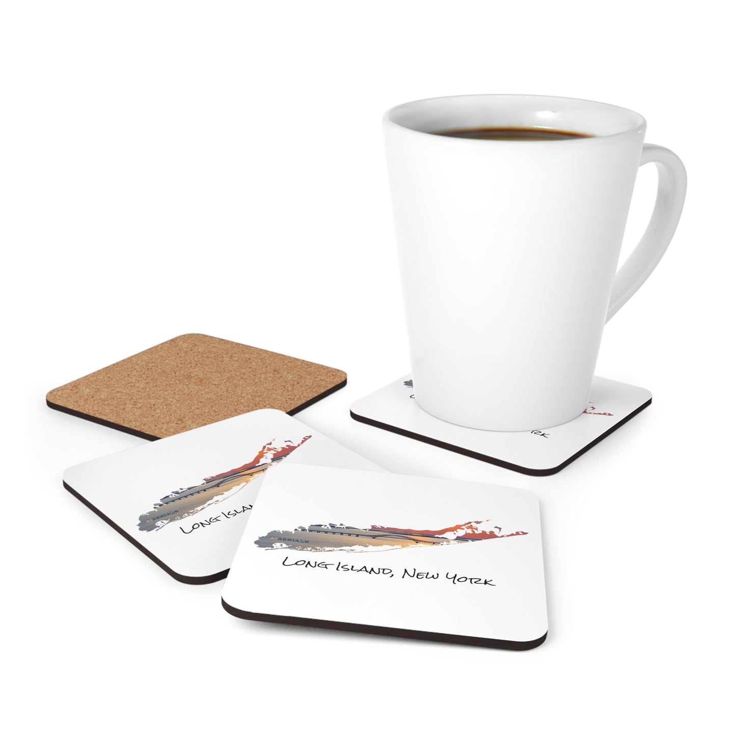 Corkwood Coaster Set White - Great South Bay Bridge