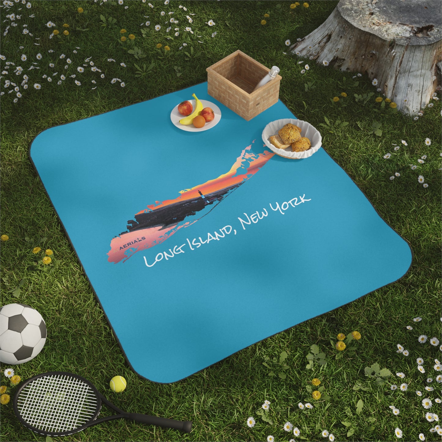 Picnic Blanket Light Blue - Fire Island Lighthouse