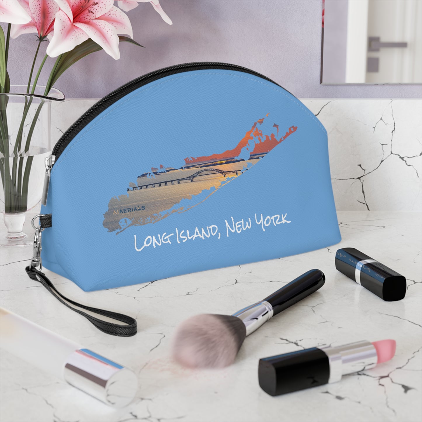 Makeup Bag Blue - Great South Bay Bridge