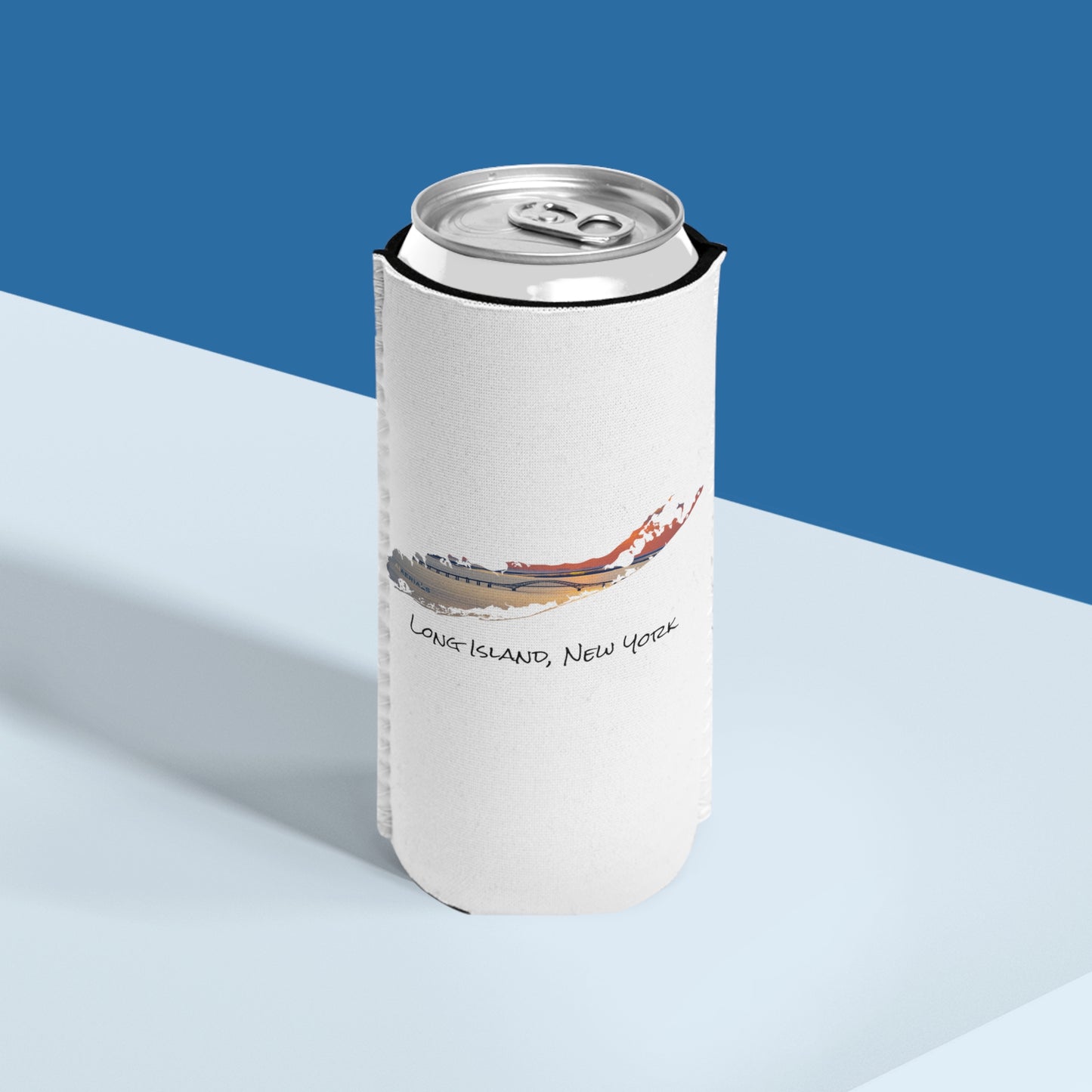 Slim Can Cooler White - Great South Bay Bridge