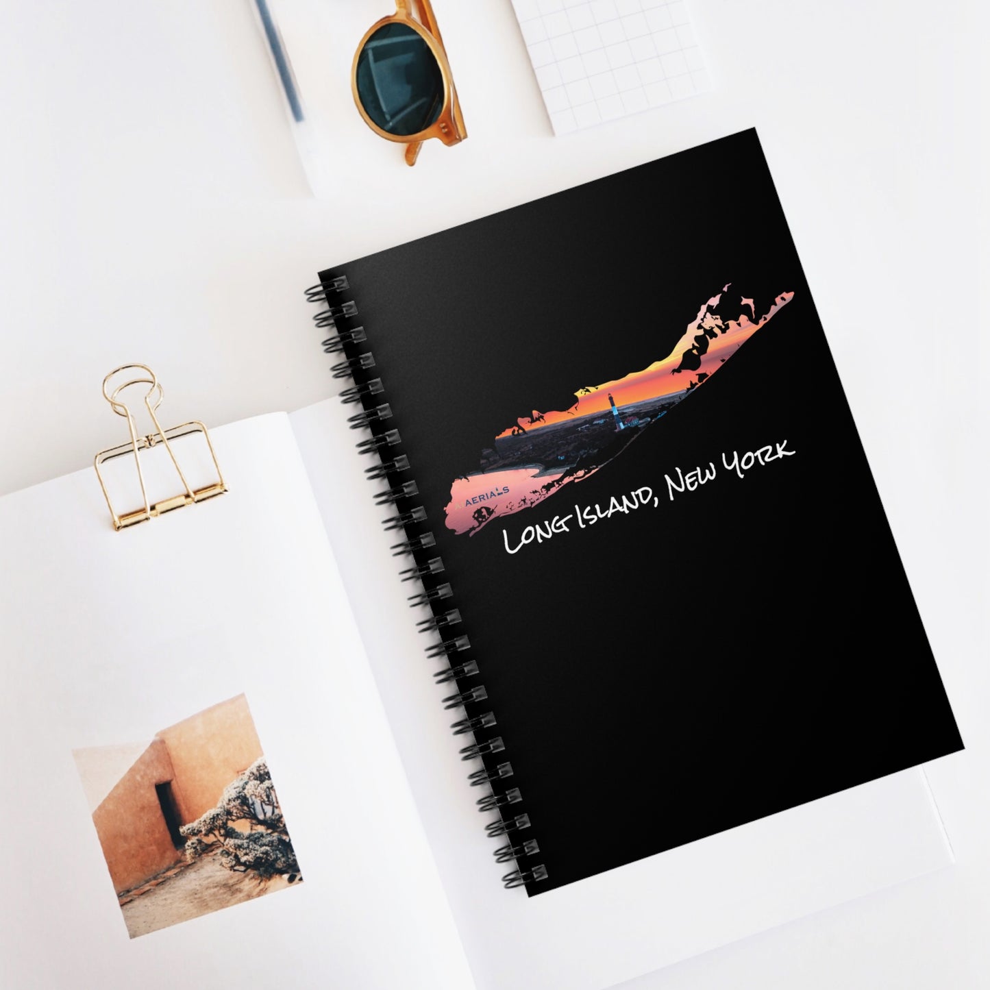 Spiral Notebook Black - Fire Island Lighthouse