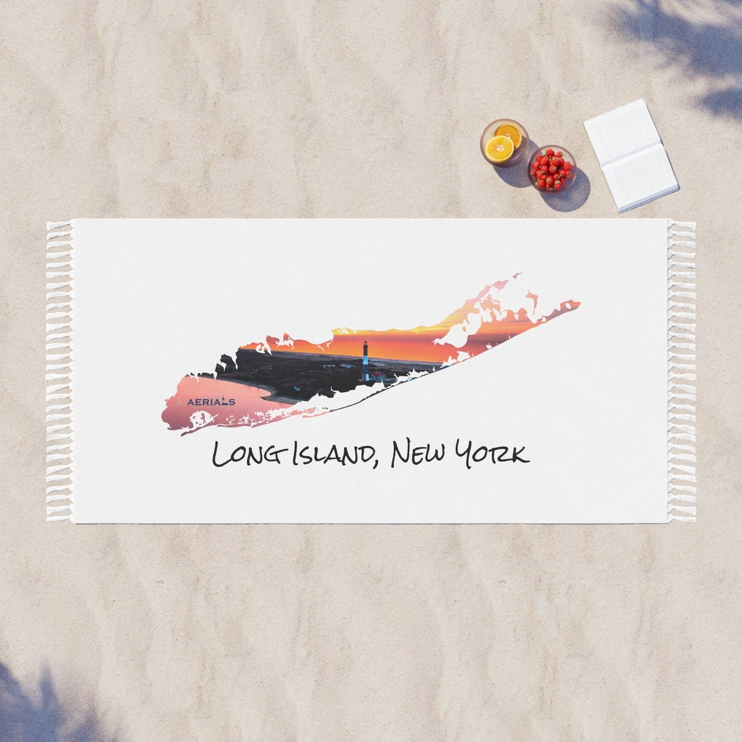 Boho Beach Cloth White - Fire Island Lighthouse