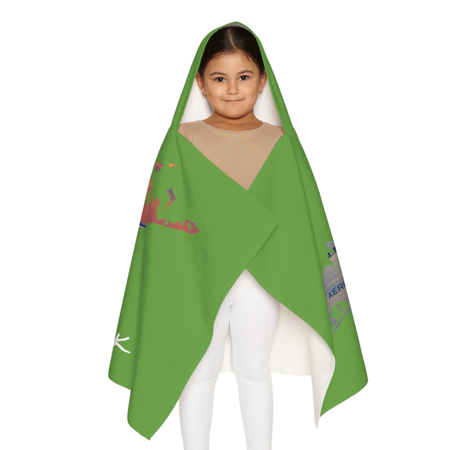 Youth Hooded Towel Green - Great South Bay Bridge