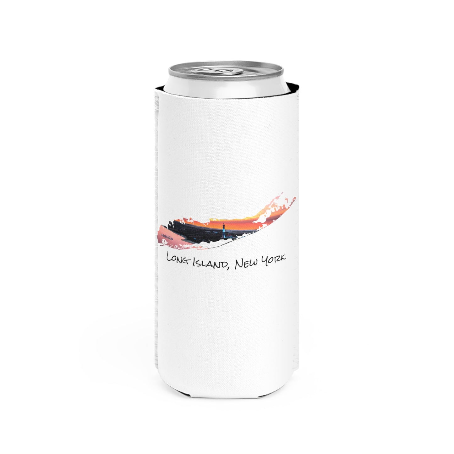 Slim Can Cooler White - Fire Island Lighthouse