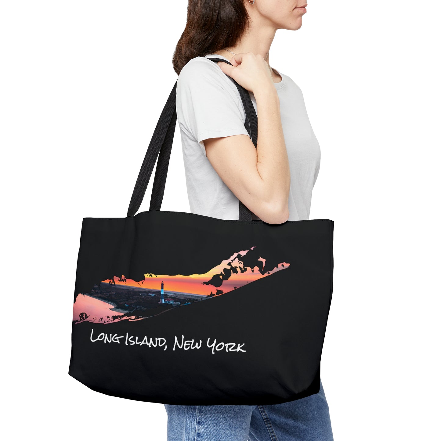 Weekender Tote Bag Black - Fire Island Lighthouse