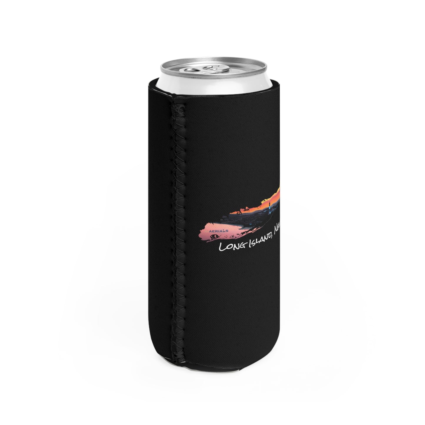 Slim Can Cooler Black - Fire Island Lighthouse