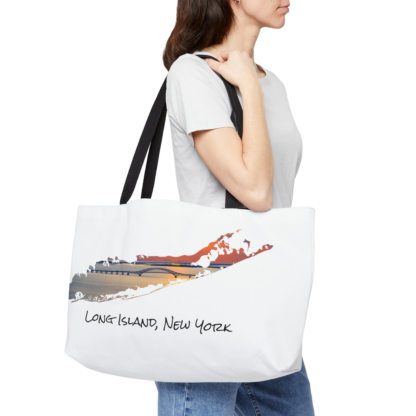 Weekender Tote Bag White - Great South Bay Bridge