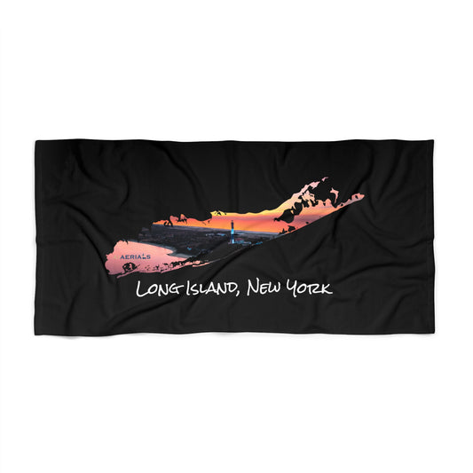 Beach Towel Black - Fire Island Lighthouse