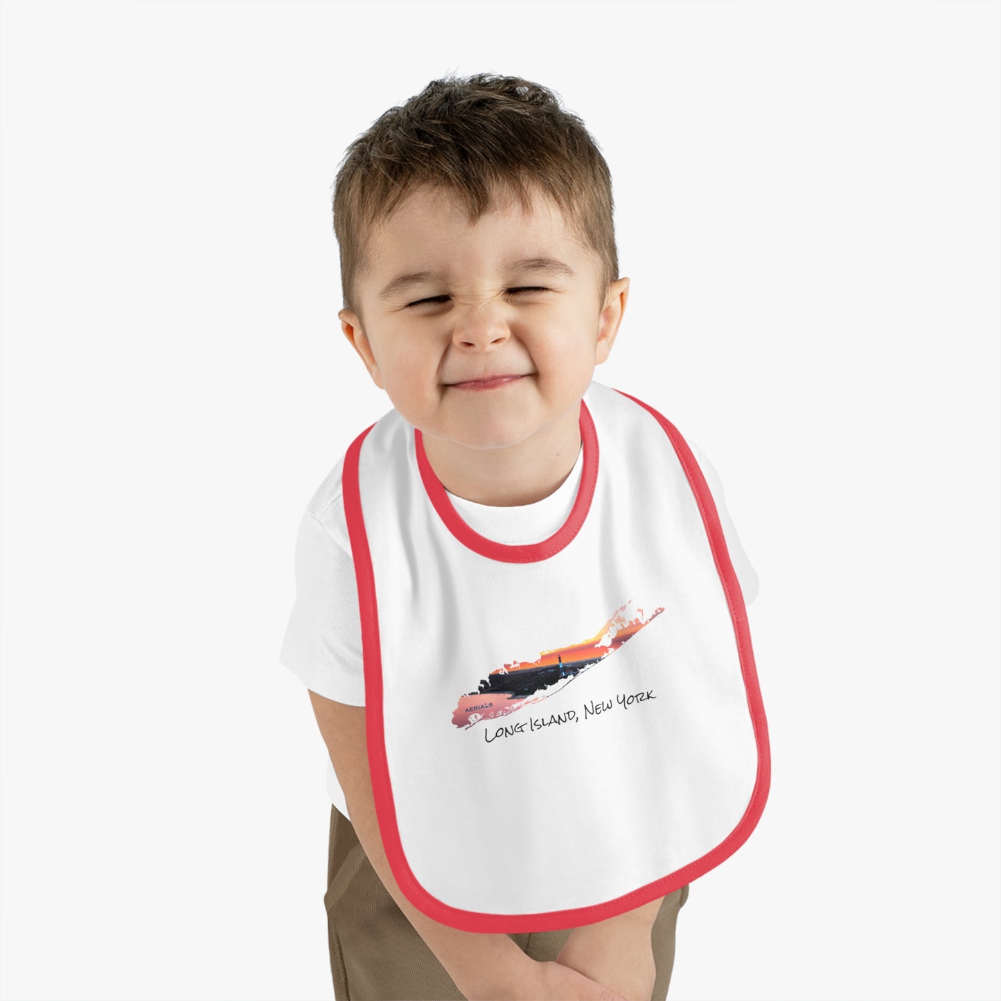 Baby Contrast Trim Jersey Bib - Fire Island Lighthouse