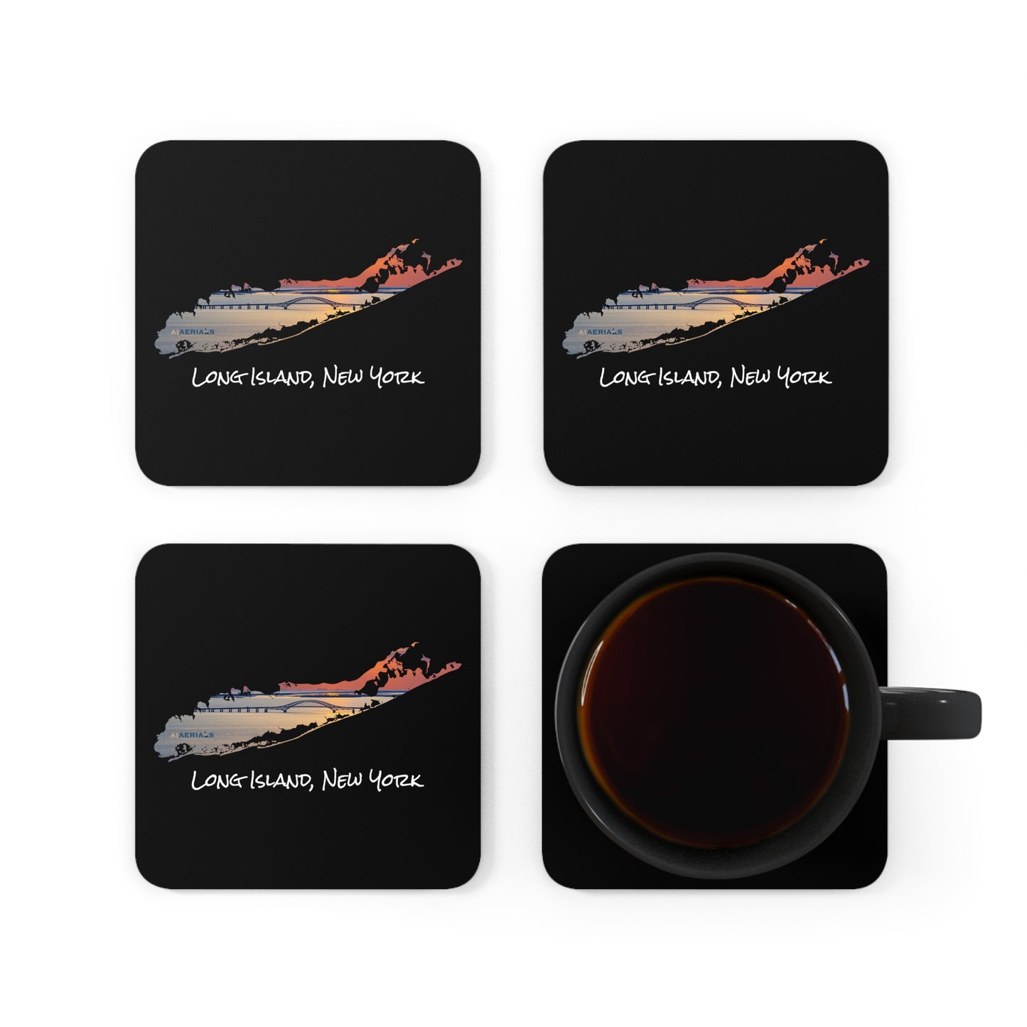 Corkwood Coaster Set Black - Great South Bay Bridge