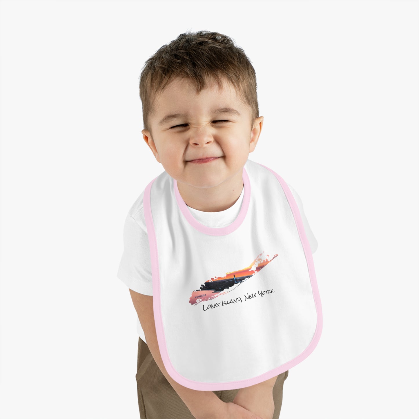 Baby Contrast Trim Jersey Bib - Fire Island Lighthouse