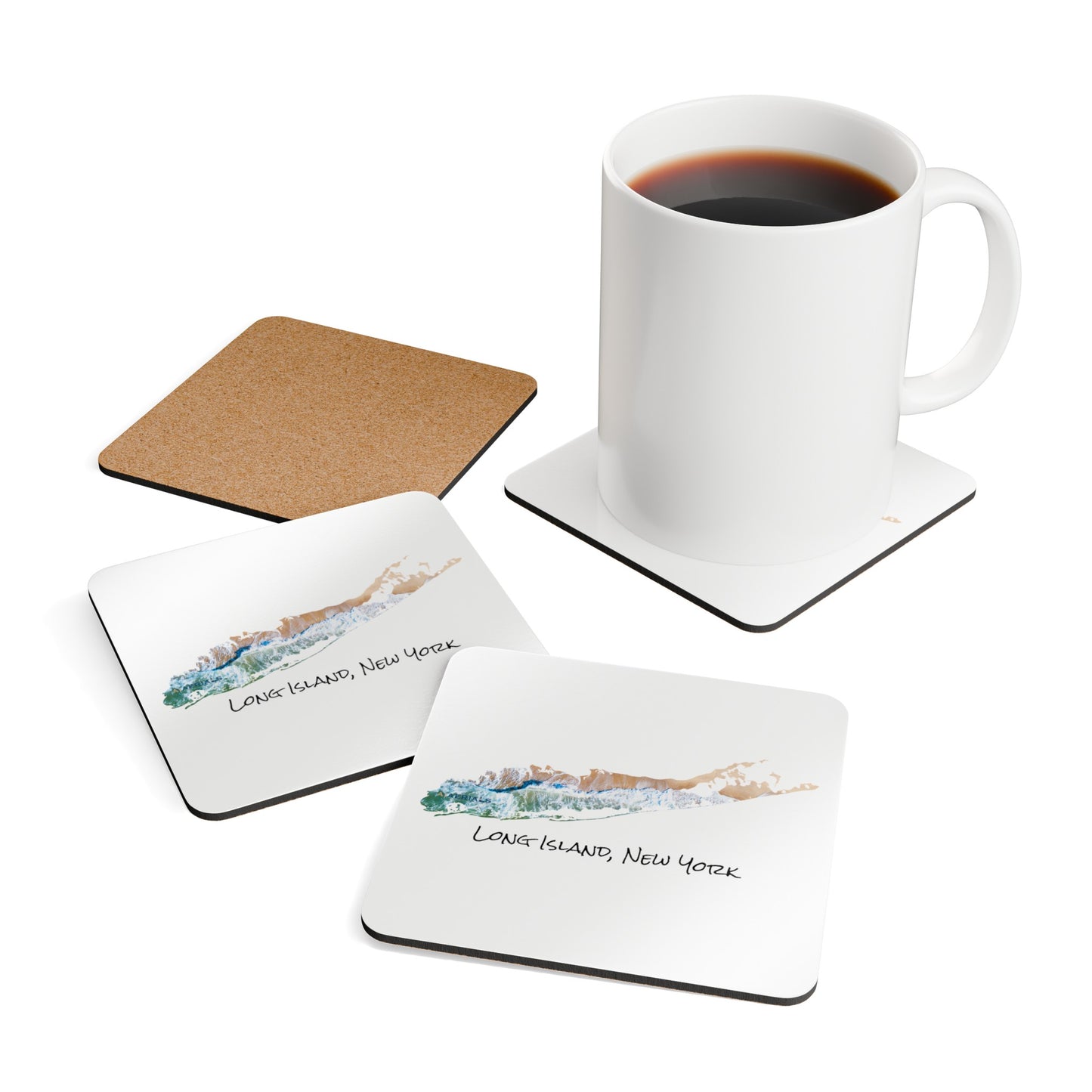 Corkwood Coaster Set White - Sand & Sea