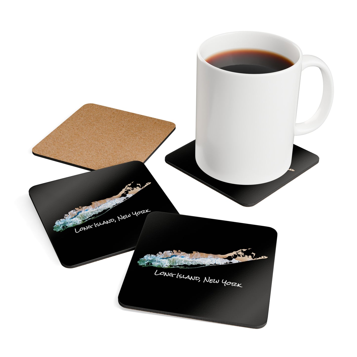 Corkwood Coaster Set Black - Sand & Sea