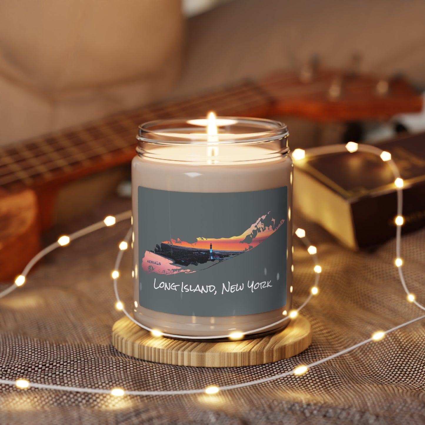 Scented Soy Candle, 9oz Grey - Fire Island Lighthouse