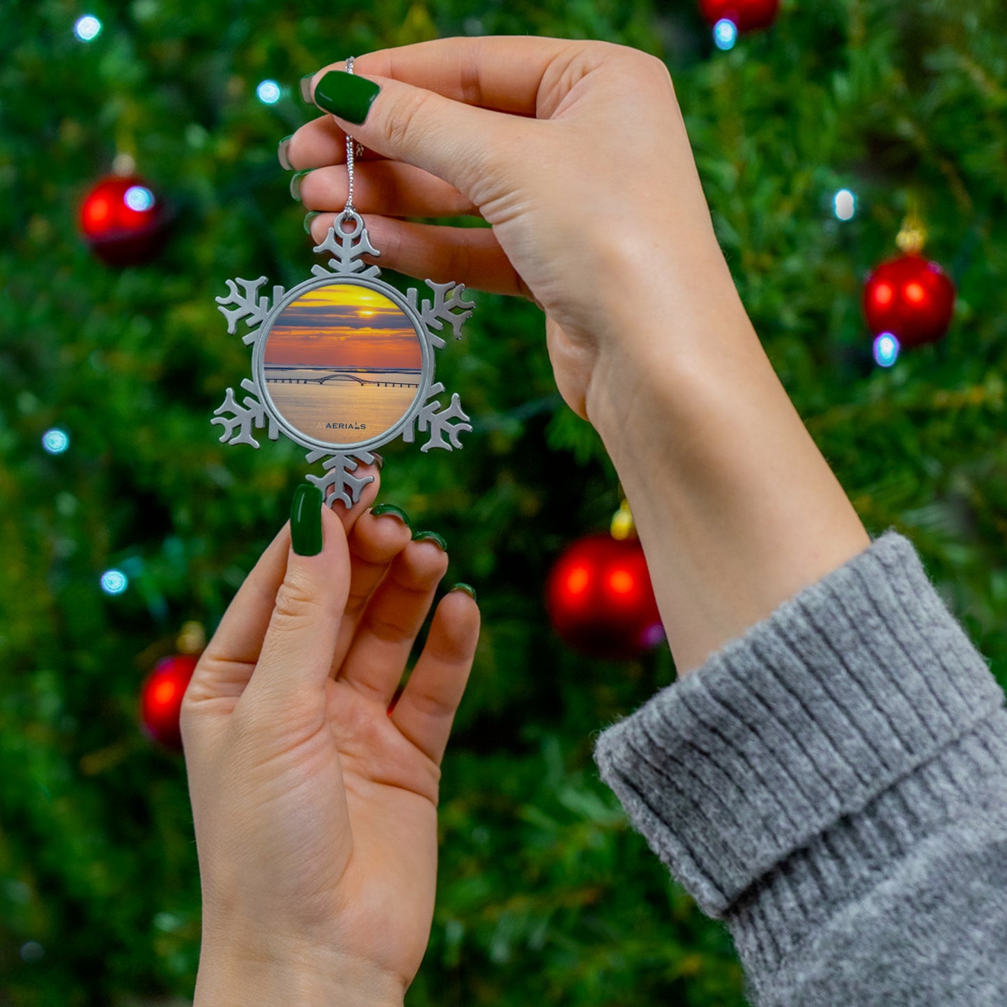 Pewter Snowflake Ornament - Great South Bay Bridge