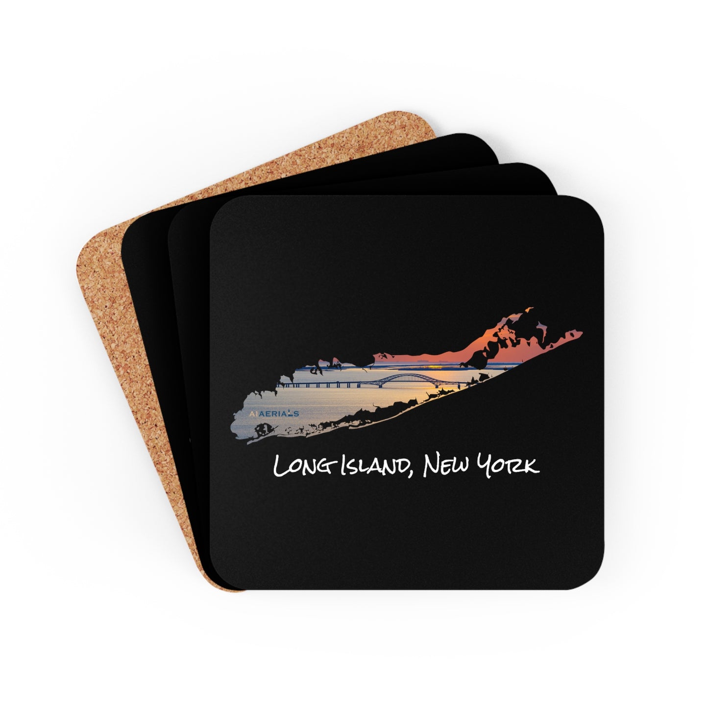 Corkwood Coaster Set Black - Great South Bay Bridge