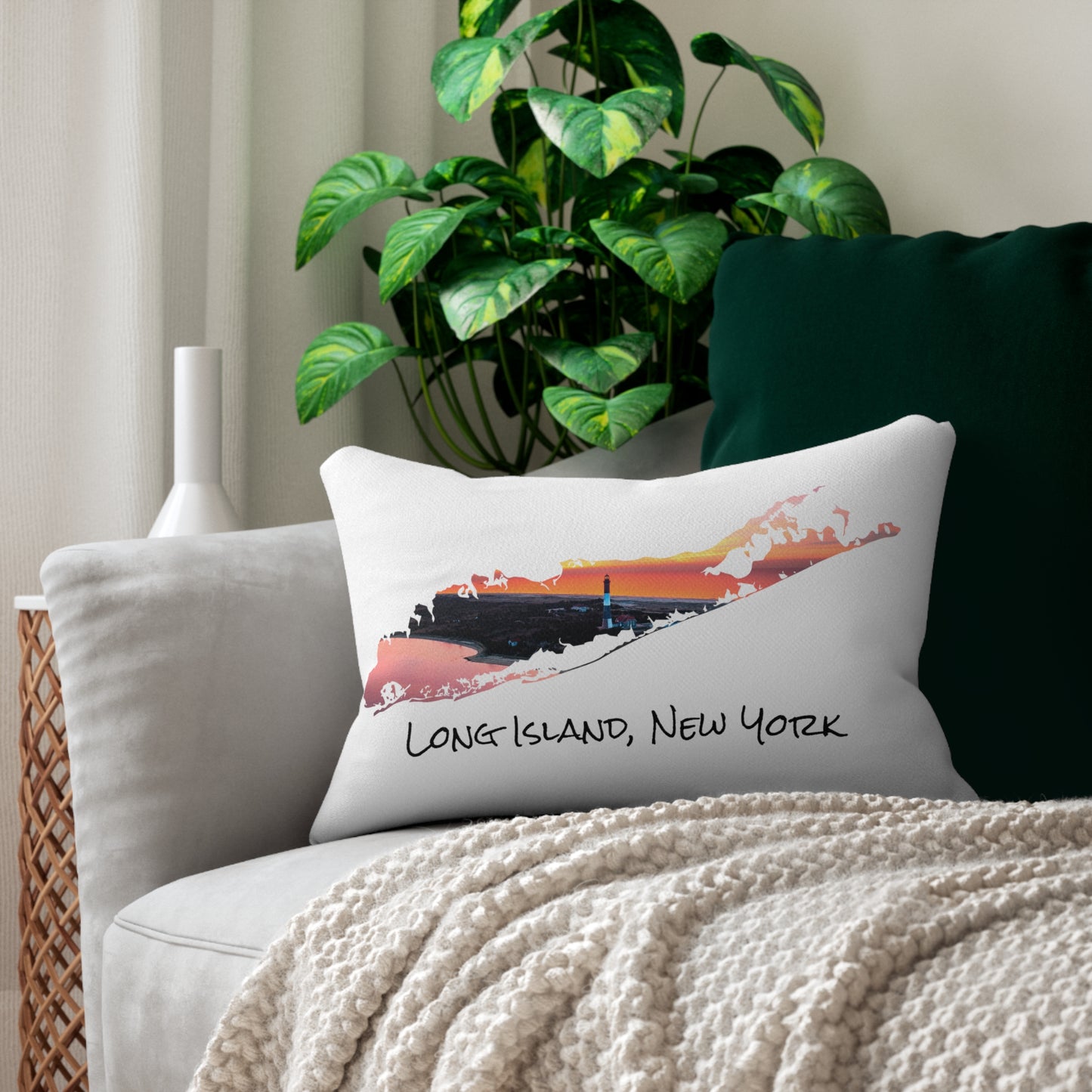 Lumbar Pillow White - Fire Island Lighthouse