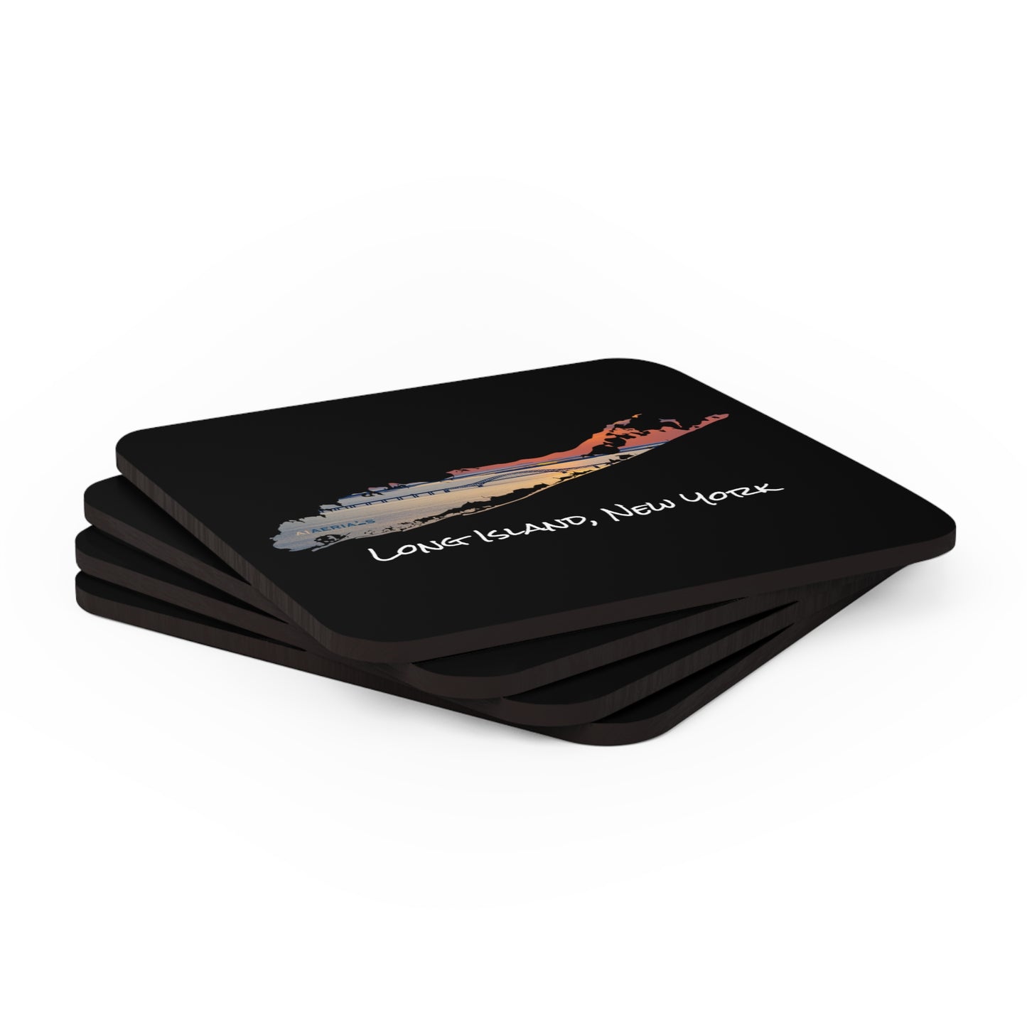 Corkwood Coaster Set Black - Great South Bay Bridge