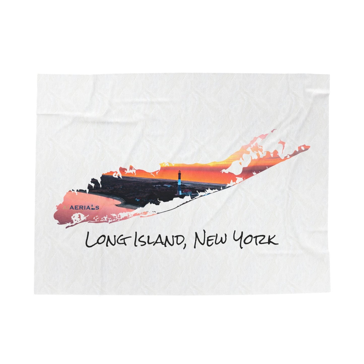 Velveteen Plush Blanket White (2 sizes) - Fire Island Lighthouse