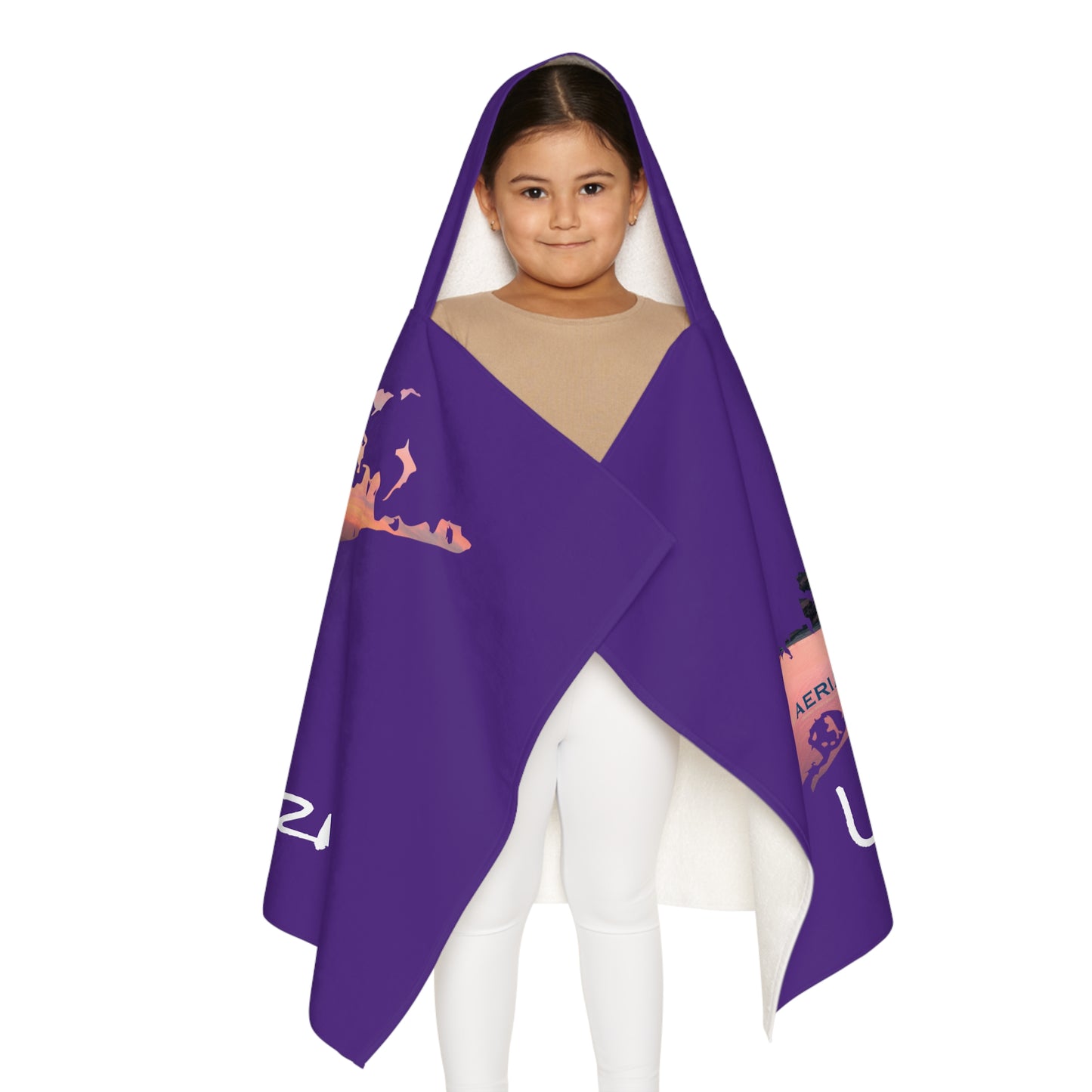 Youth Hooded Towel Purple - Fire Island Lighthouse