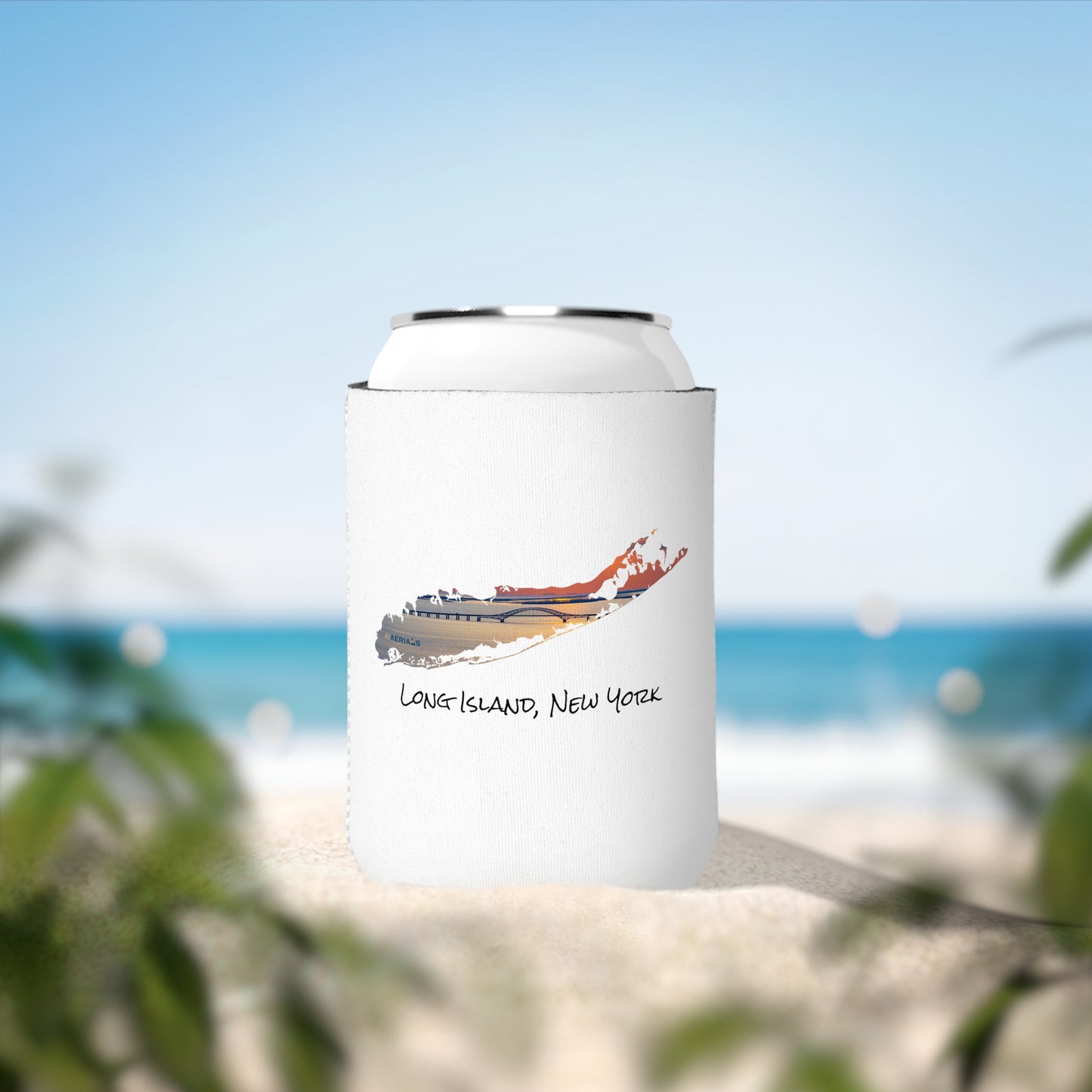 Can Cooler Sleeve White - Great South Bay Bridge