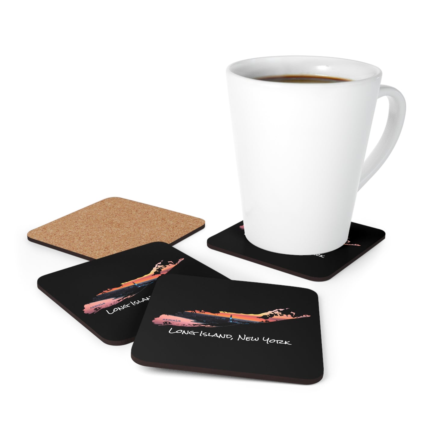 Corkwood Coaster Set Black - Fire Island Lighthouse