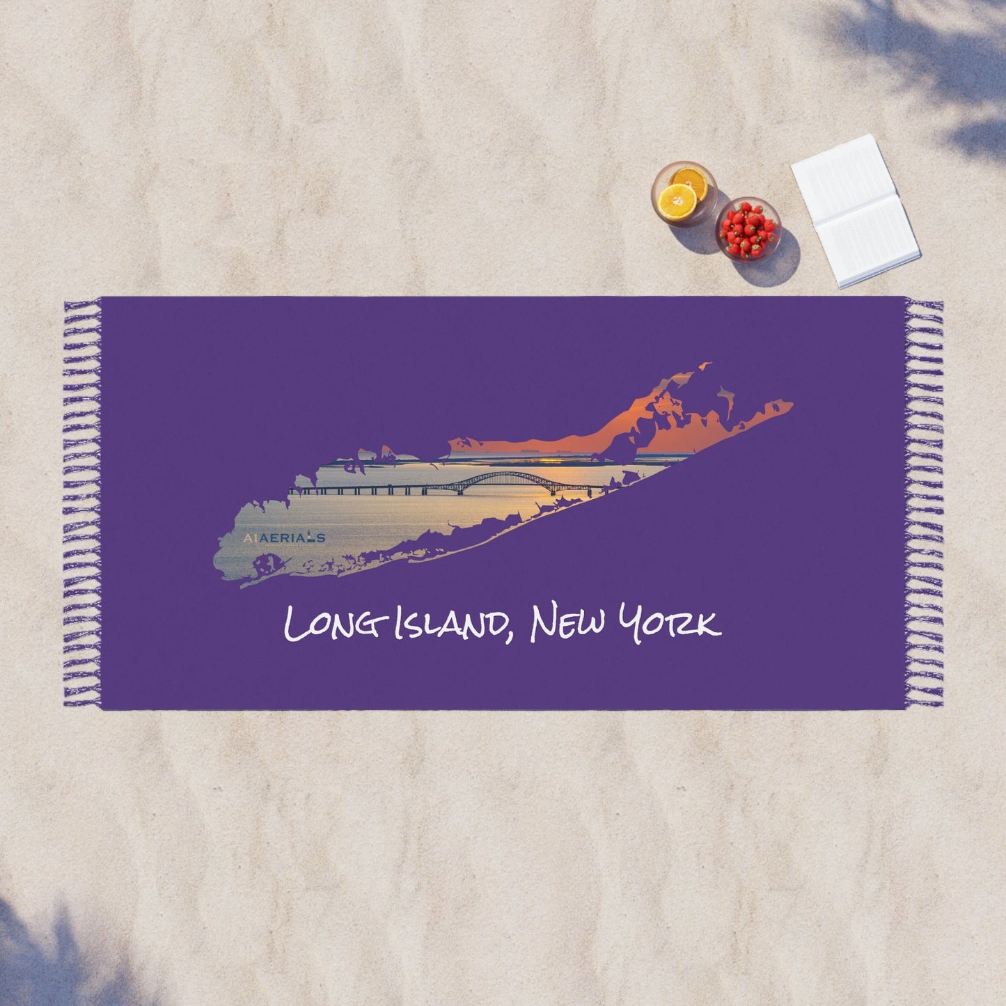 Boho Beach Cloth Purple - Great South Bay Bridge