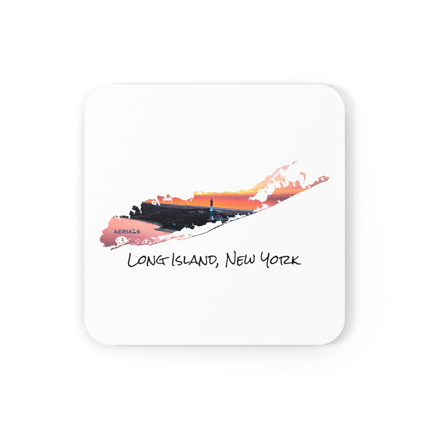 Corkwood Coaster Set White - Fire Island Lighthouse