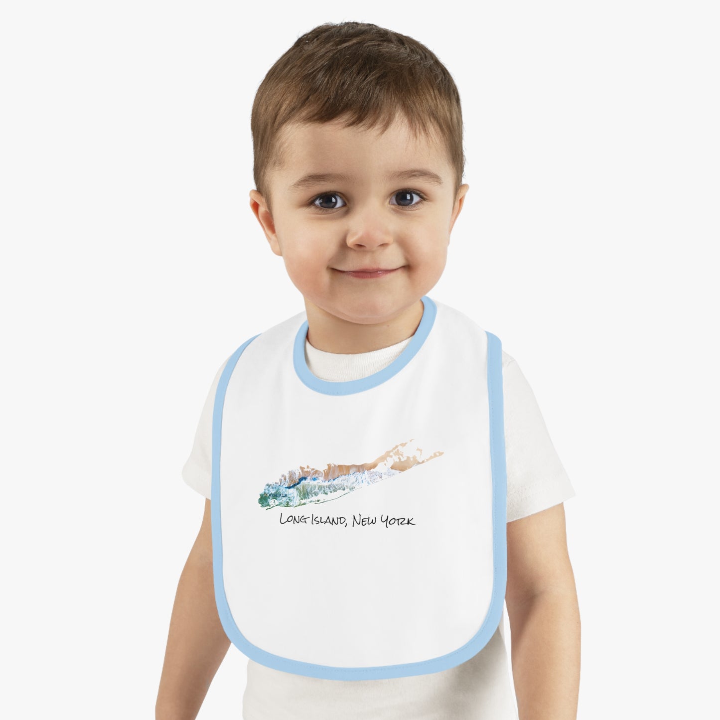 Baby Contrast Trim Jersey Bib - Sand & Sea