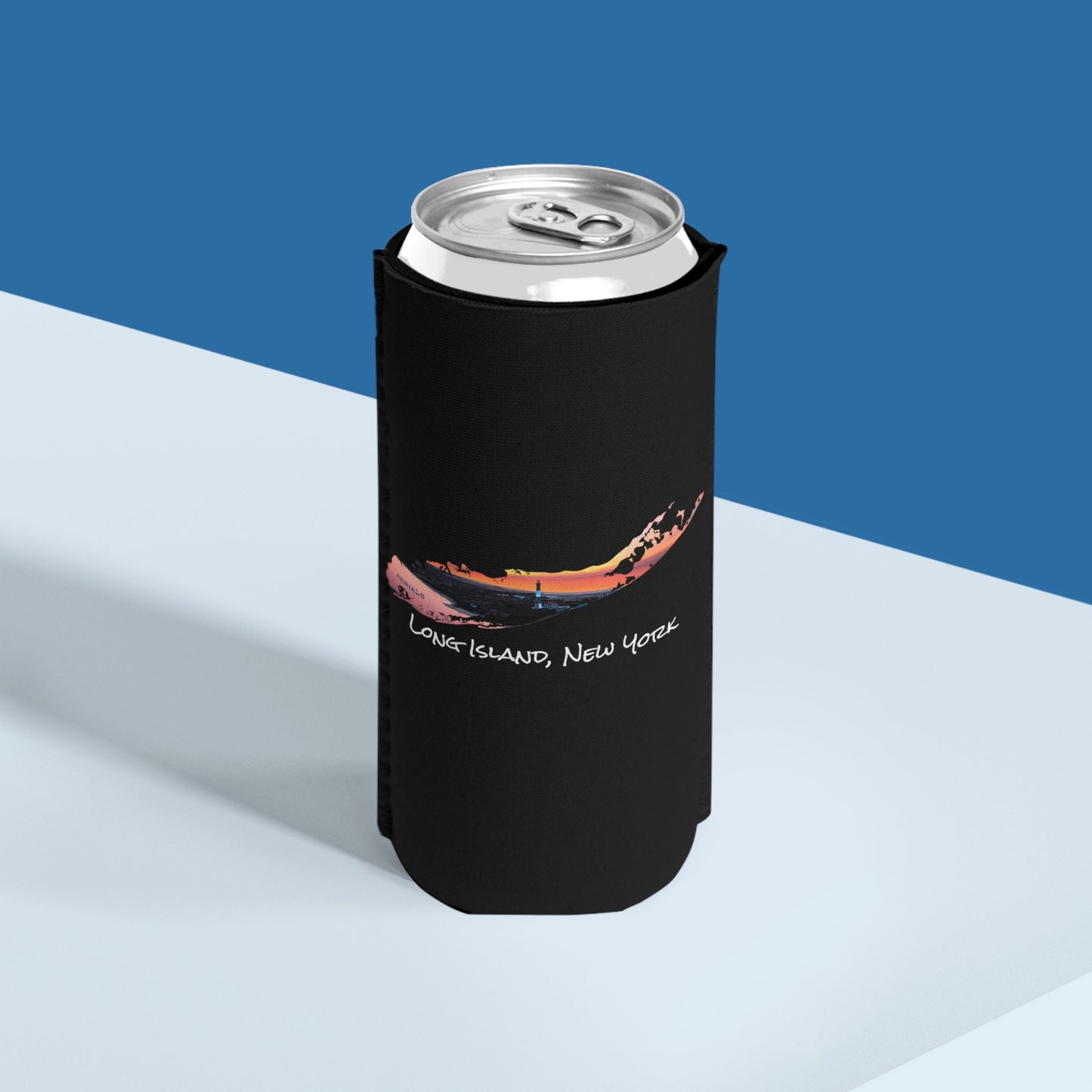 Slim Can Cooler Black - Fire Island Lighthouse