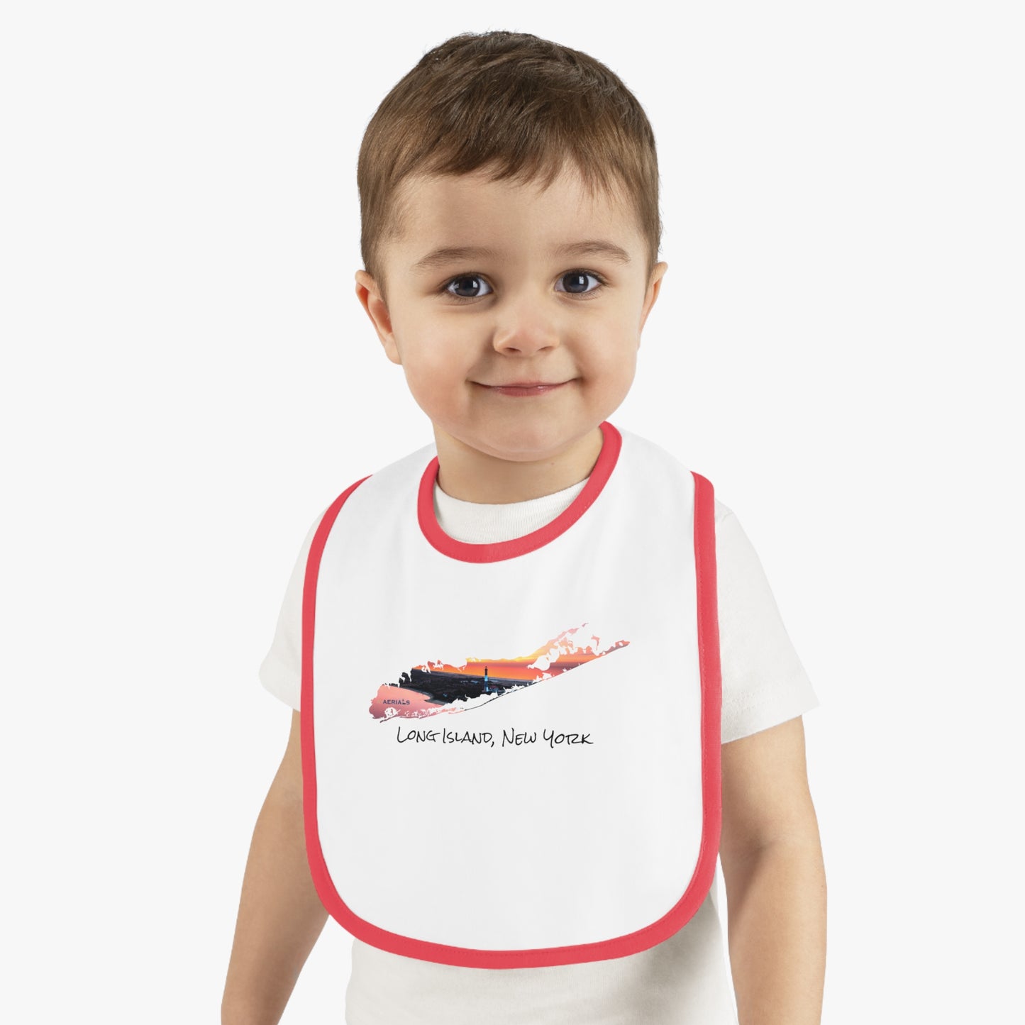 Baby Contrast Trim Jersey Bib - Fire Island Lighthouse